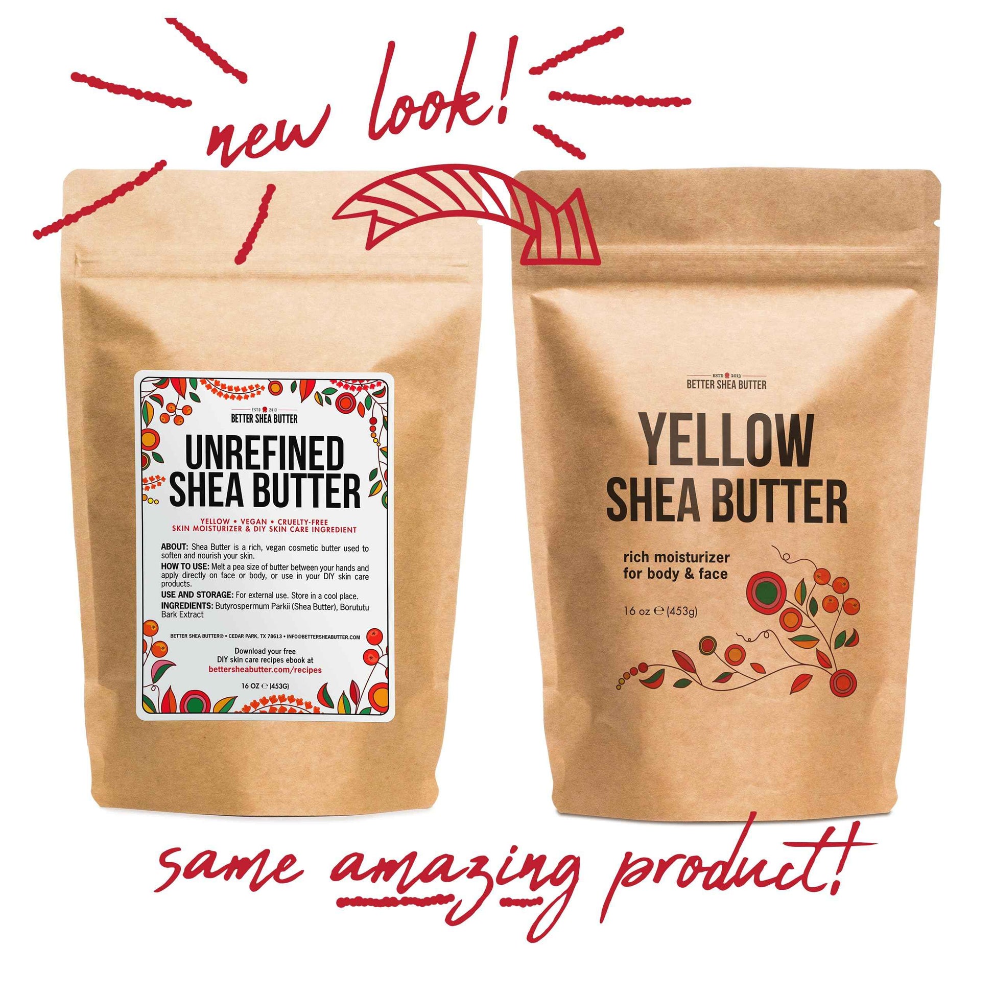 Better Shea Butter Yellow Shea Butter | Authentic, African, Unrefined | Use for Hair, Soap Making, DIY Lotions | 1 LB (16 oz) block