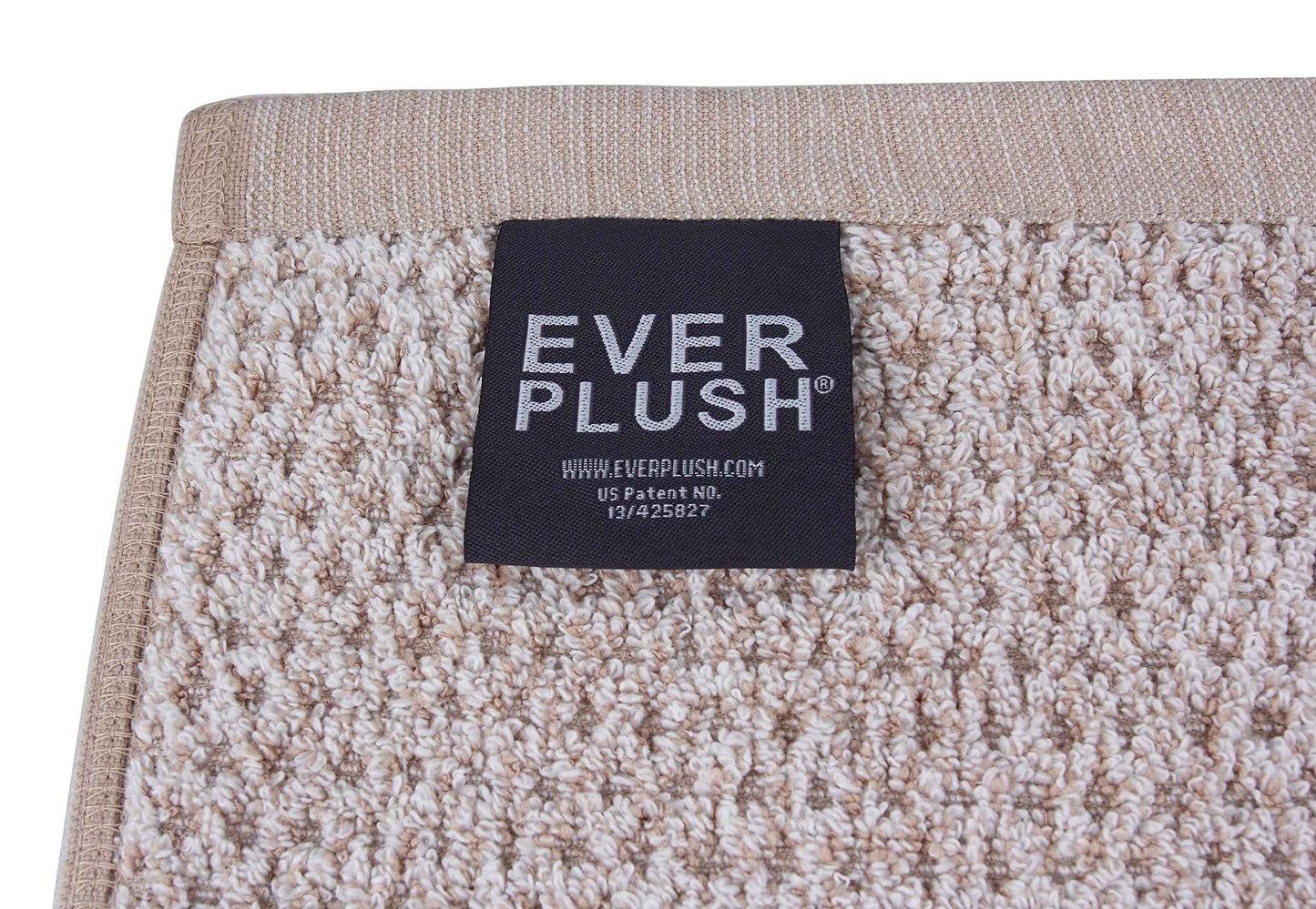 Everplush Diamond Jacquard Washcloth Set of 6, 13" x 13", Brown, Khaki