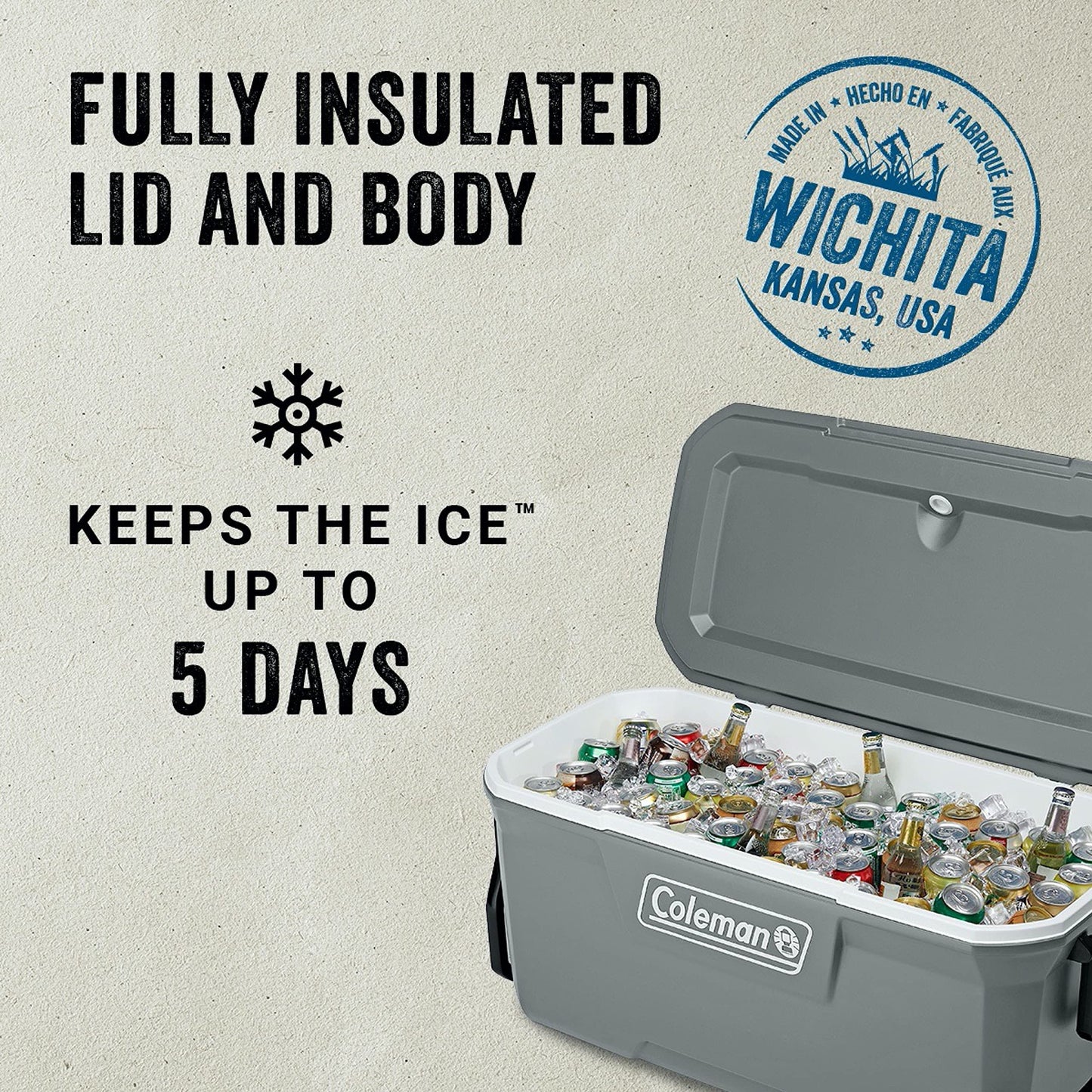 Coleman Ice Chest | 316 Series 100 Quart Wheeled Cooler, Rock