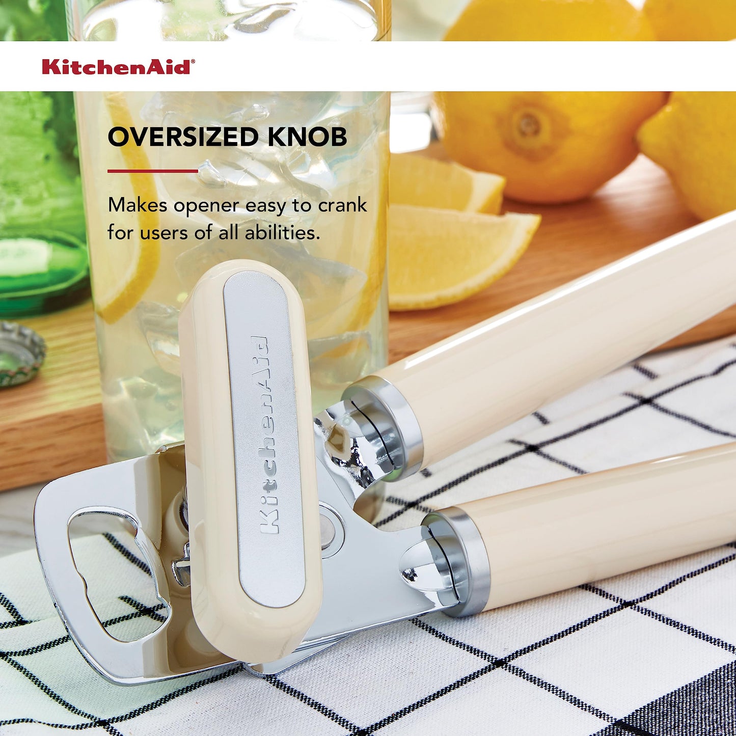 KitchenAid Classic Multifunction Can Opener / Bottle Opener, 8.34-Inch, Almond Cream