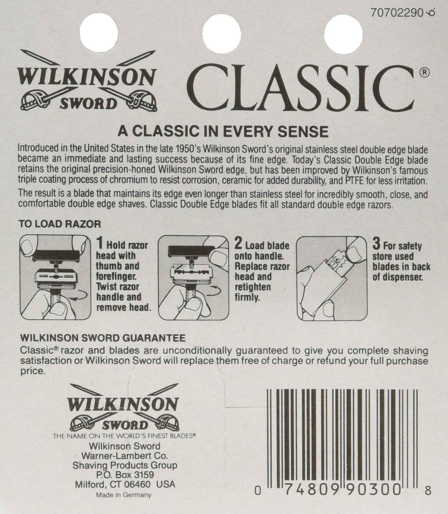 Wilkinson Sword Classic Stainless Steel Double Edge Razor Blades 5 Count (Pack of 20)