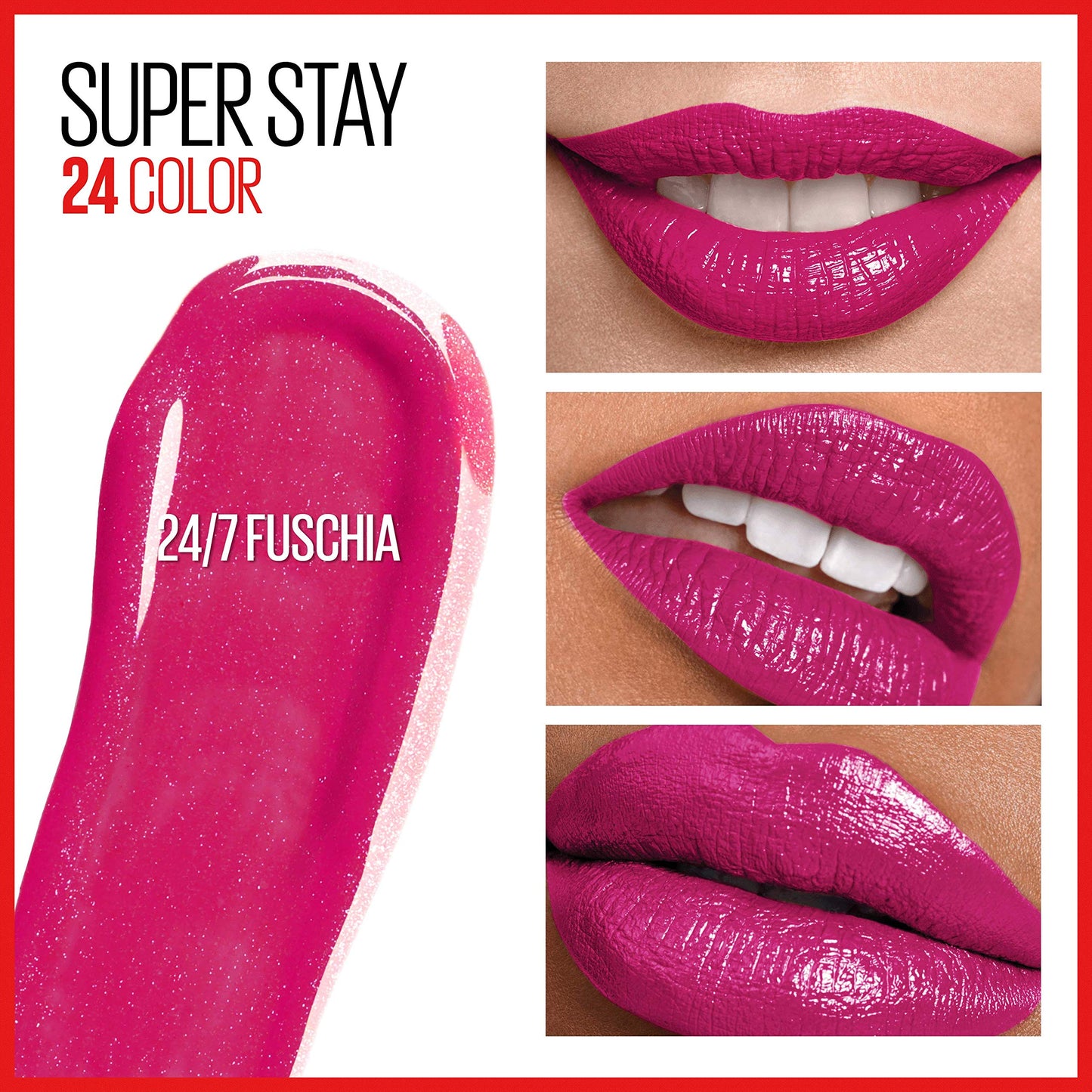 Maybelline Super Stay 24, 2-Step Liquid Lipstick Makeup, Long Lasting Highly Pigmented Color with Moisturizing Balm, 24/7 Fuchsia, Pink, 1 Count