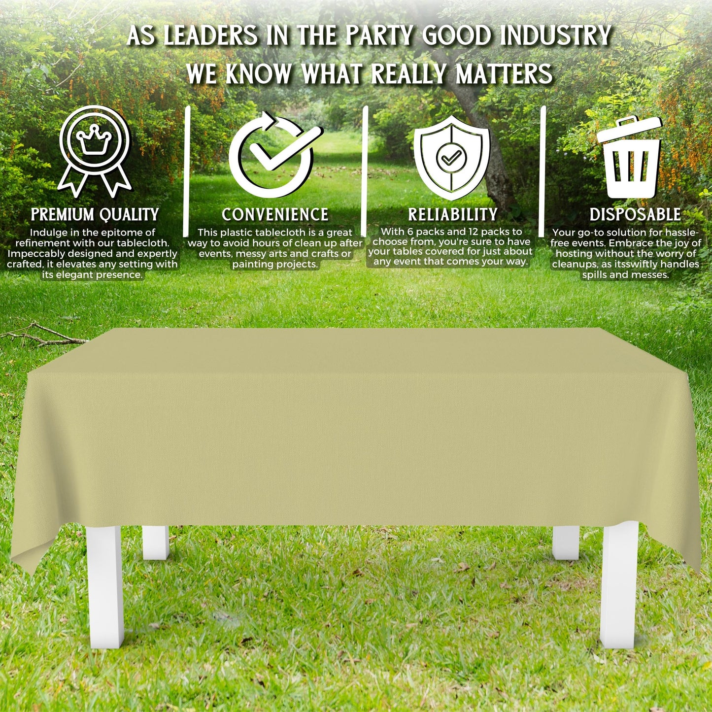 Grandipity Sage Green 12 Pack Premium Disposable Plastic Tablecloth 54 Inch. x 108 Inch. Rectangle Table Cover