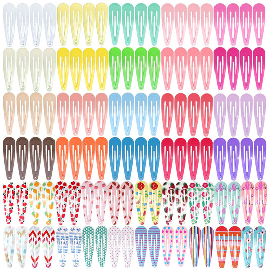120 Pcs Hair Clips for Girls, Funtopia 2 Inch Girls Hair Clips Non Slip Metal Snap Hair Clips for Kids Teens Women, Cute Candy Color Barrettes Hair Accessories (40 Assorted Colors)