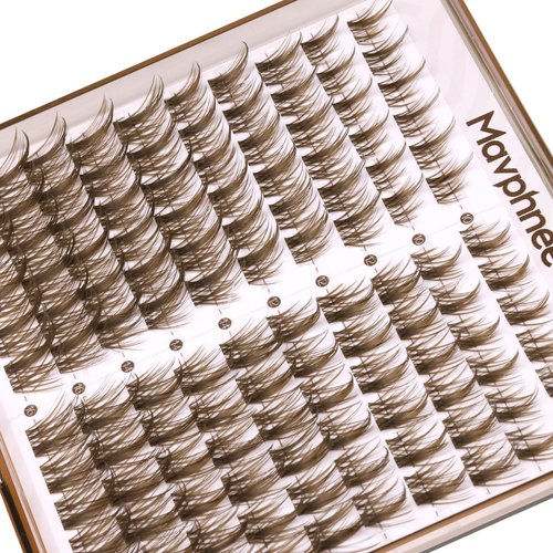 Brown Lash Clusters Kit Dark Brown Eyelash Clusters 120 Pcs Natural Lash Extension Kit 10-16MM CC Curl Individual Lashes Kit with Lash Bond and Seal Lash Glue and Tweezers by Mavphnee