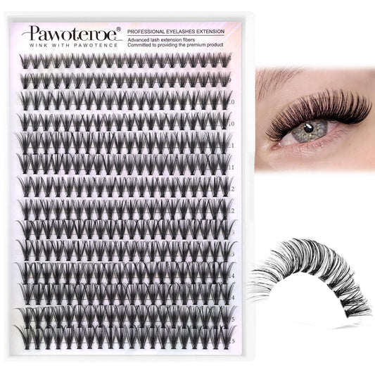 Pawotence Lash Extension 280pcs Individual Lashes Cluster Natural DIY Eyelash Extension Lash Clusters 30D 8-15mm Mix D Curl Eyelash Clusters Extensions Self Application at Home (30D-0.07D-8-15MIX)