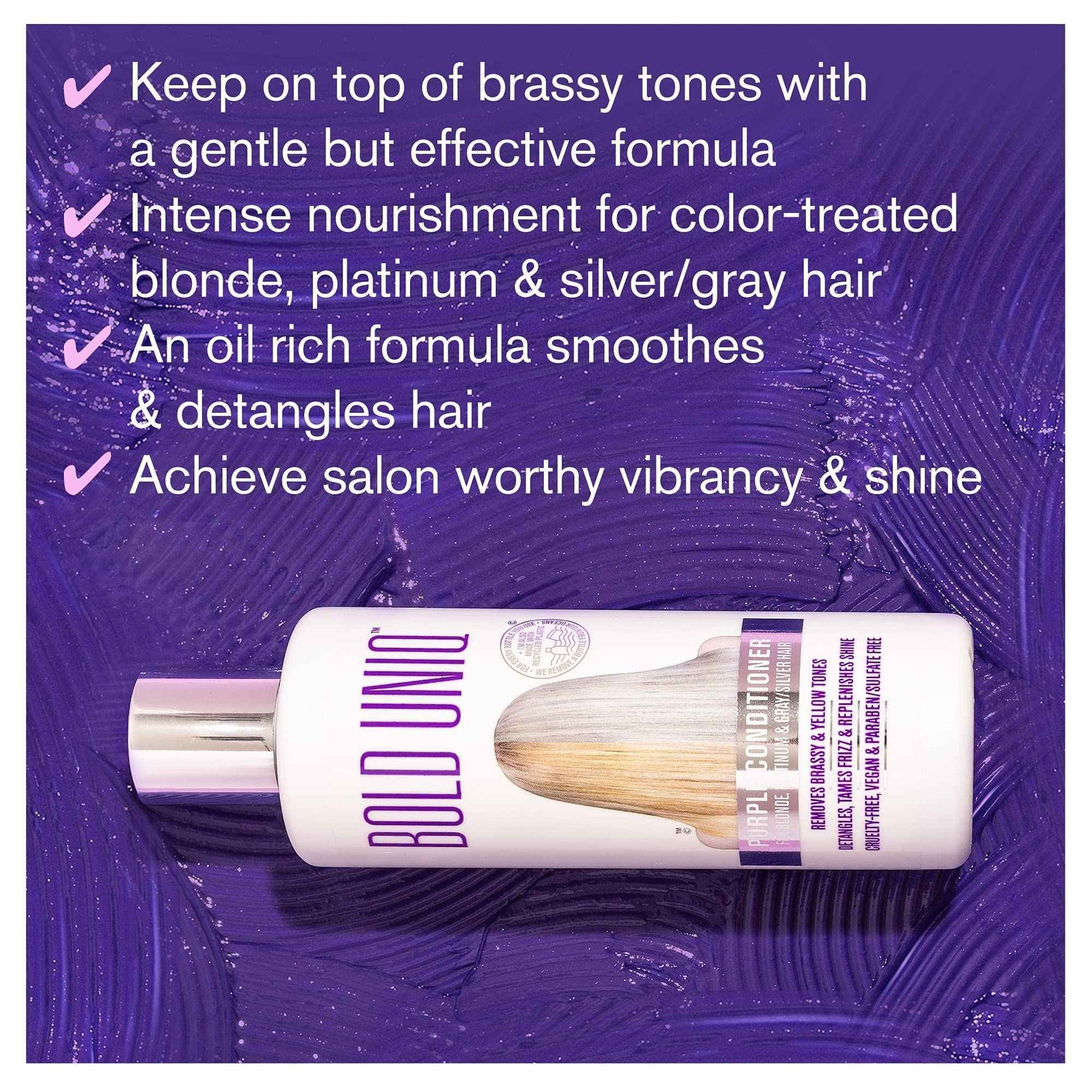 BOLD UNIQ Purple Conditioner & Blonde toner Spray Bundle. for Blonde, Platinum & Gray/Silver Hair. Remove Brassy Yellow tones. Paraben & Sulfate Free. Vegan & Cruelty Free.
