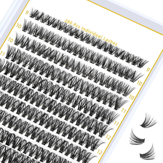 Lash Clusters 40D-C-9-16MIX LASH Individual Lashes 280 Clusters False Eyelash 20D 30D 40D Lash Clusters Extensions Individual Lashes Cluster DIY Eyelash Extensions at Home (40D-C,9-16MIX)