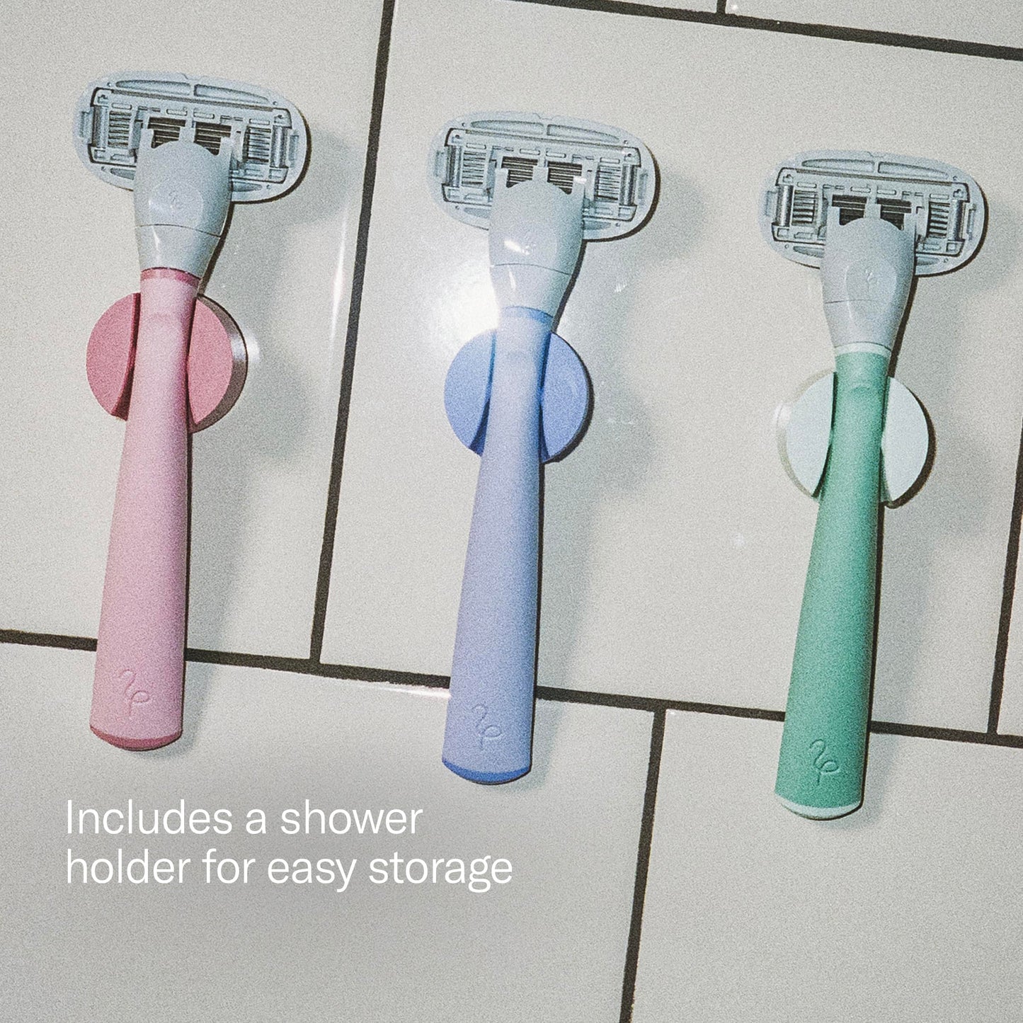 FLAMINGO 5-Blade Razors for Women - 1 Razor Handle + 4 5-Blade Refills + 1 Shower Holder - Sage