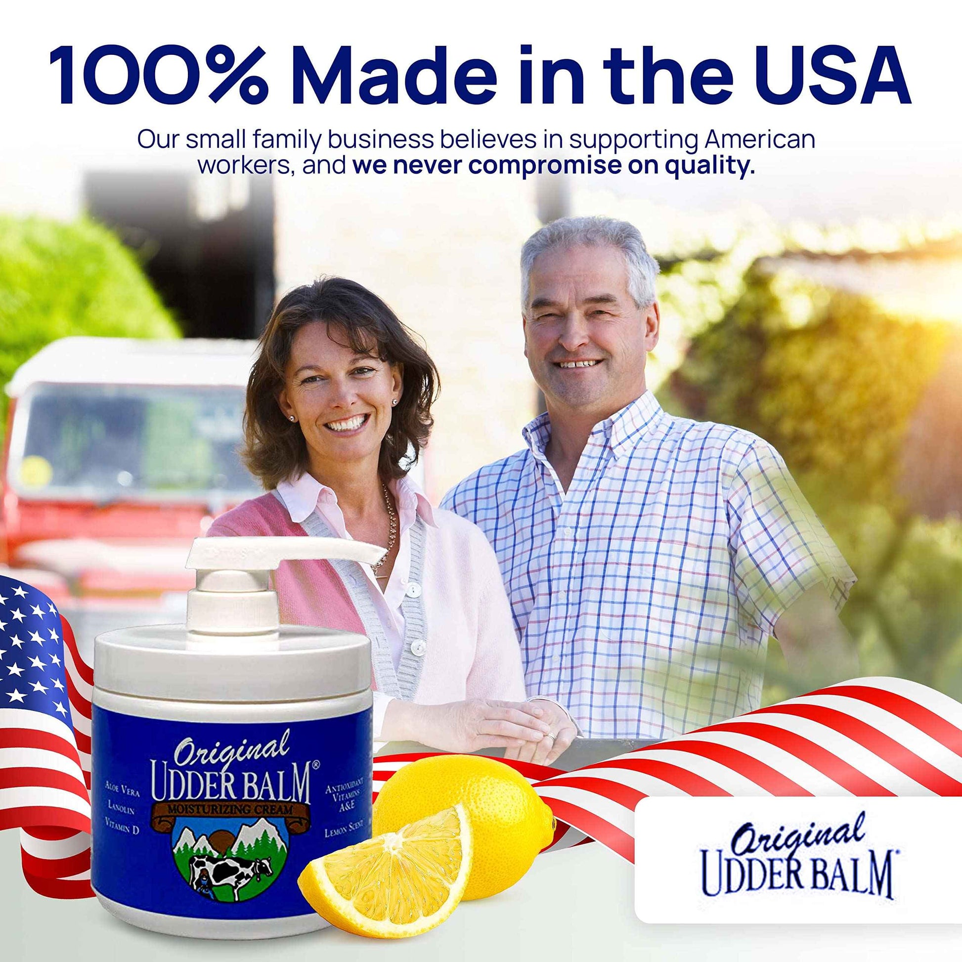 Original Udder Balm Pump Jar - Made in USA - Extra Thick Udder Cream & Hand Balm for Dry Skin, Cracked Heels, Rough Hands – Deep Moisture Heel Cream & Foot Moisturizer with Aloe Vera, 16 Fl Oz
