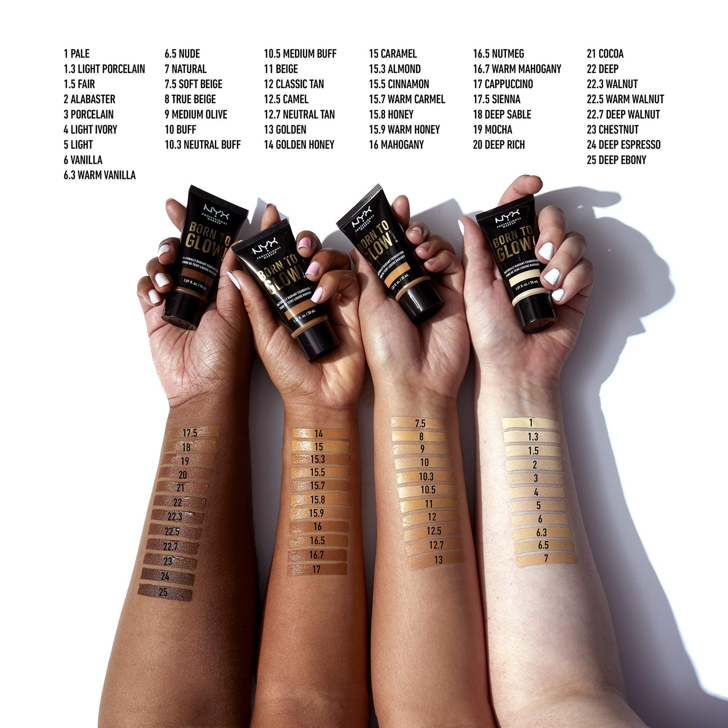 NYX PROFESSIONAL MAKEUP Born To Glow Naturally Radiant Foundation, Medium Coverage - Deep Sable