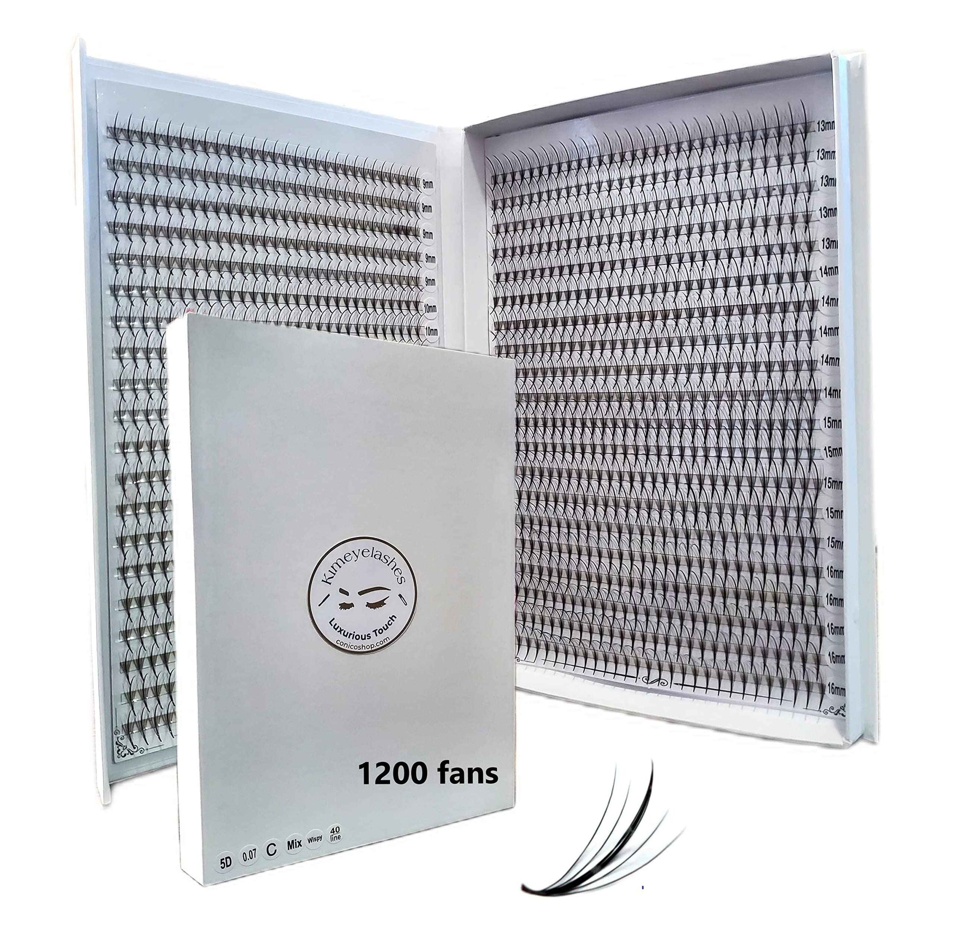 1200 Wispy Premade fans 5D 0.07 Mixed Lengths 9-16mm 1000 fans 7D 0.05 Volume loose Lashes C D Curl Handmade Fan eyelash extensions Kimeyelashes promade fan (Curl C, 5D - 0.07 - Wispy 1200f)