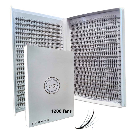 1200 Wispy Premade fans 5D 0.07 Mixed Lengths 9-16mm 1000 fans 7D 0.05 Volume loose Lashes C D Curl Handmade Fan eyelash extensions Kimeyelashes promade fan (Curl C, 5D - 0.07 - Wispy 1200f)