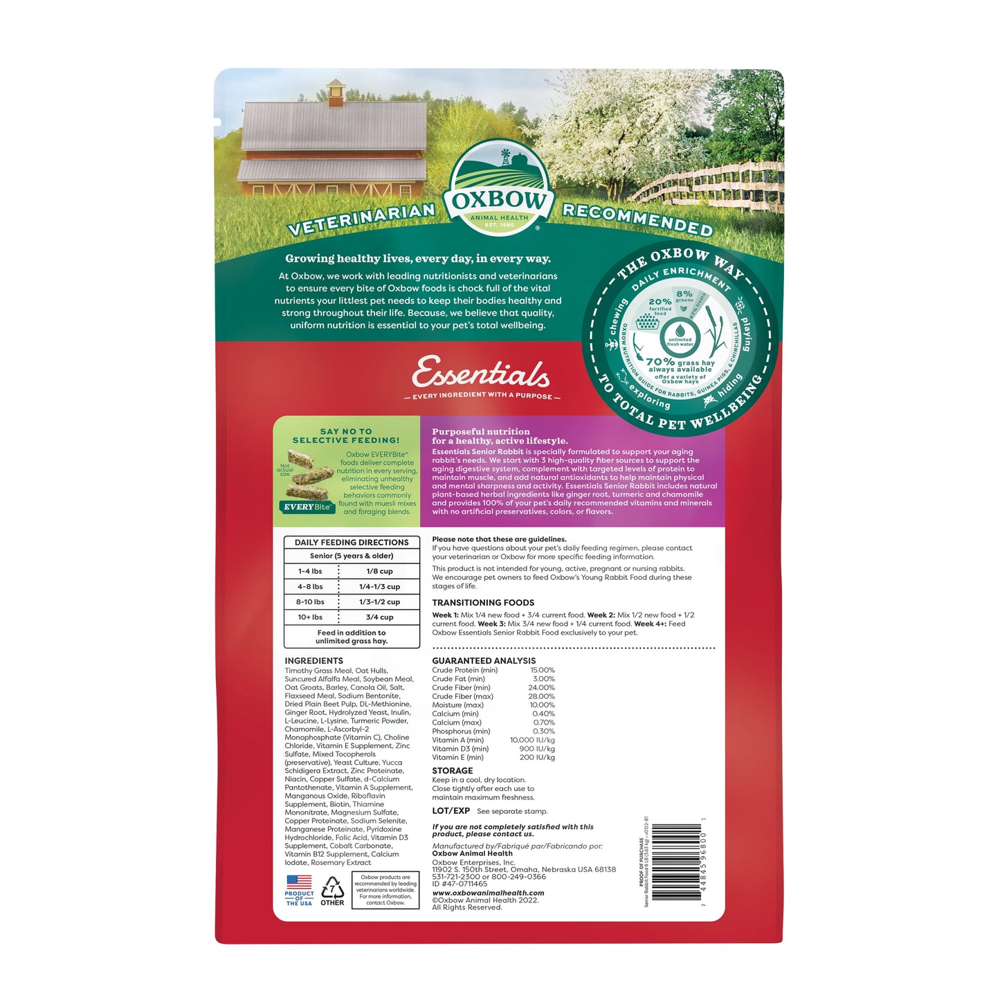 Oxbow Animal Health Essentials Senior Rabbit Food - 8 lb