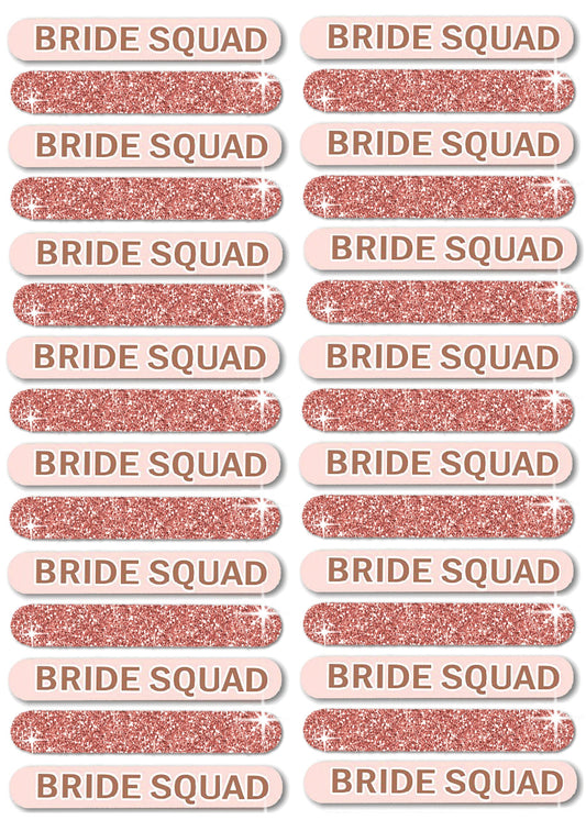 Bridal Shower Favors for Guests 30 - Set of 30 Rose Gold Sparkle Bride Squad Nail Files - Bridesmaid Proposal Gift - Emery Board