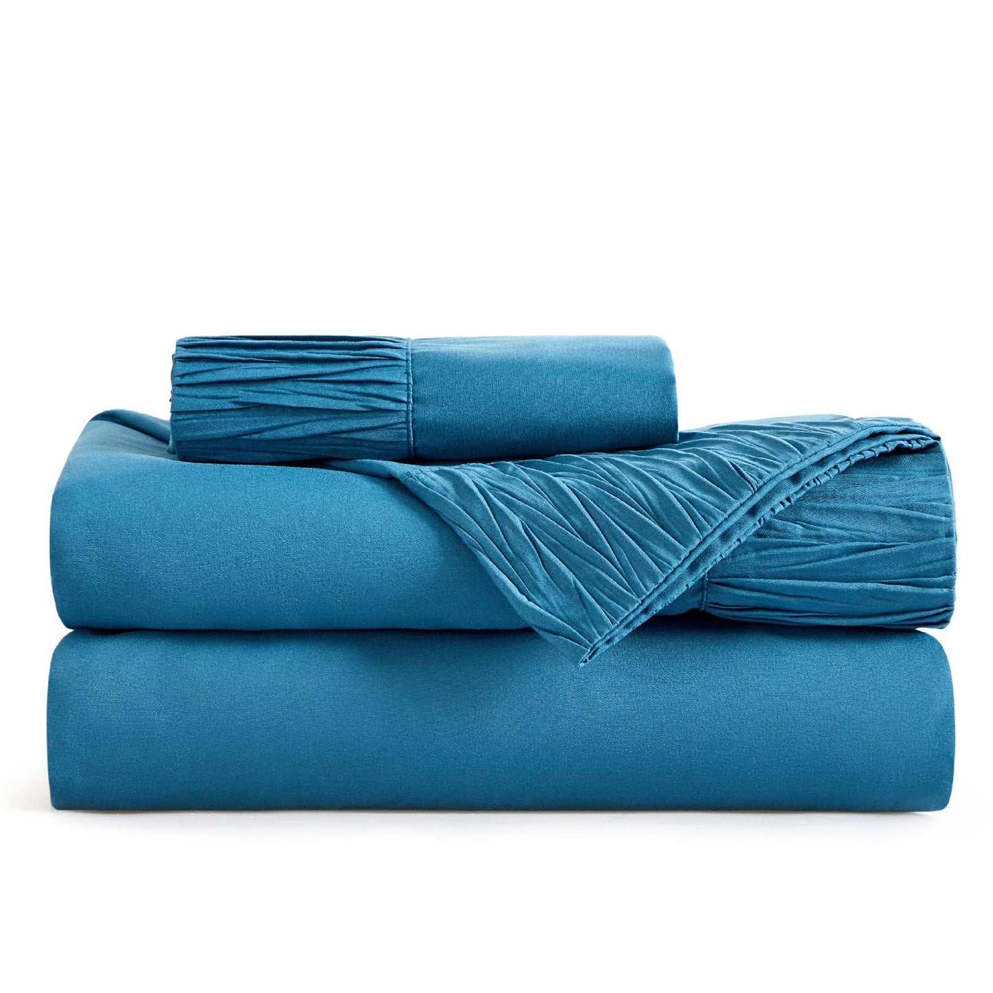 Bedsure Twin Sheets Set - Soft Twin Bed Sheets, 3 Pieces Hotel Luxury Teal Blue Sheets Twin, Easy Care Polyester Microfiber Cooling Bed Sheet Set