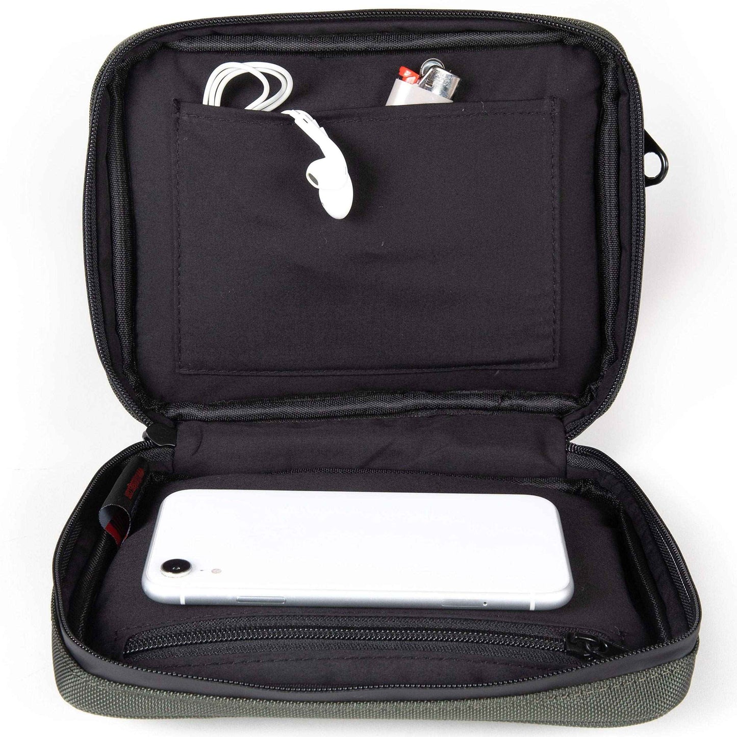 DIME BAGS Lockable Odor Sealing Padded Pouch, Carbon Lined for Scent Protection, Durable Water-Resistant Case with 3-Digit Combo Lock & Hidden Storage Pocket, Changeable Patch (7 Inch, Green)