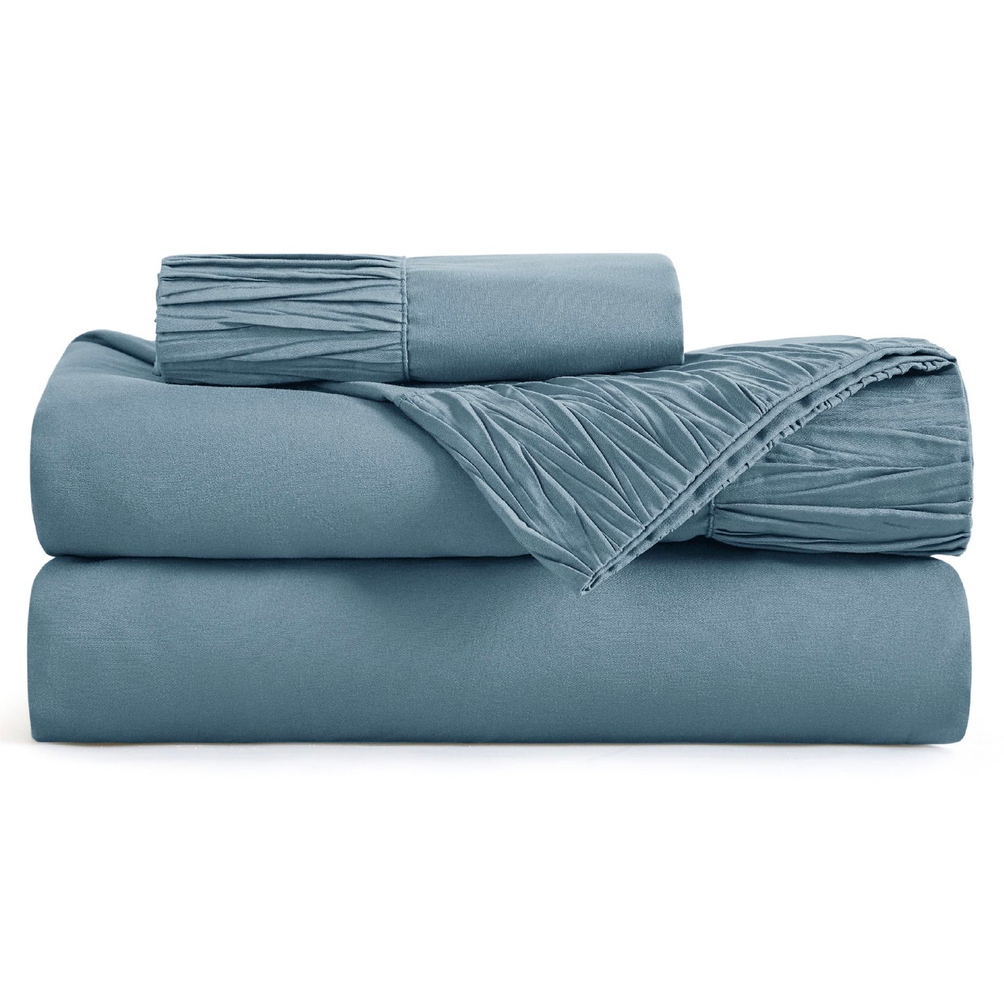 Bedsure Twin Sheets Set - Soft Twin Bed Sheets, 3 Pieces Hotel Luxury Mineral Blue Sheets Twin, Easy Care Polyester Microfiber Cooling Bed Sheet Set