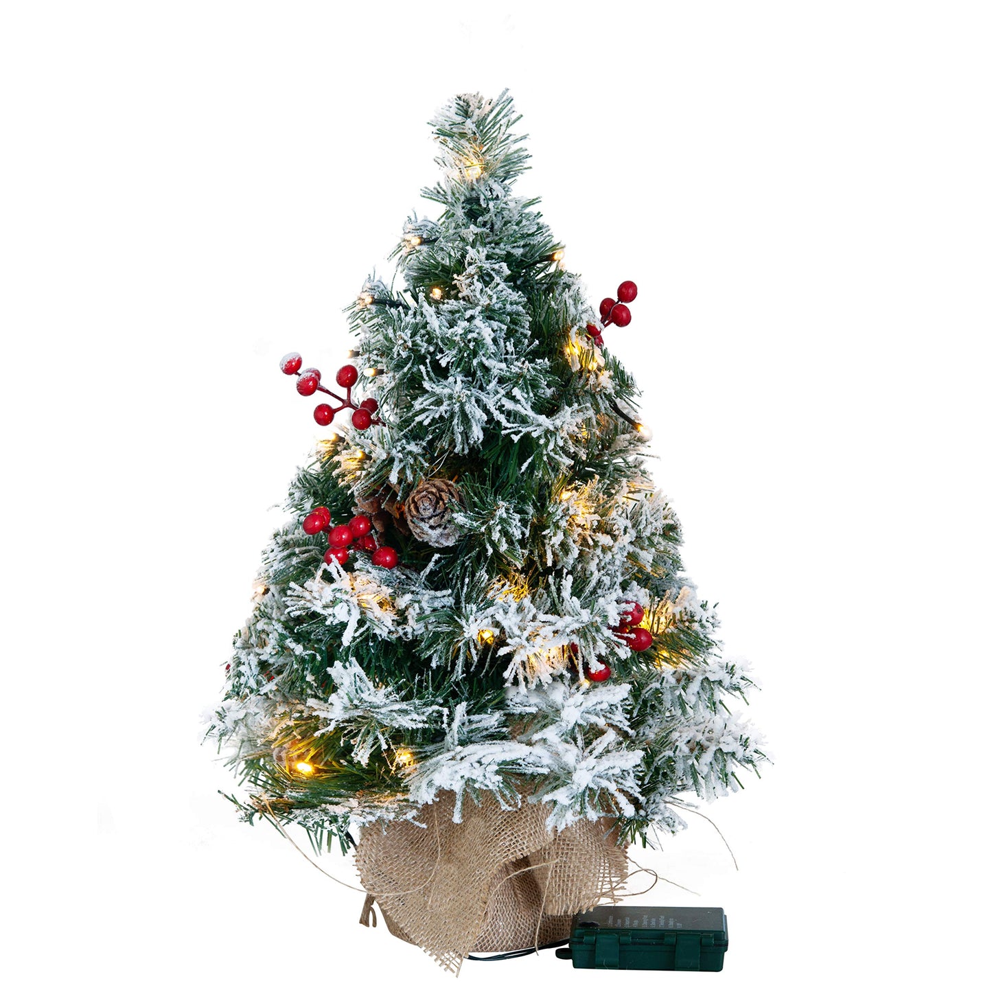 Joiedomi 24" Snow Flocked Prelit Tabletop Christmas Tree for Best Christmas Home Decorations (Battery Operated)