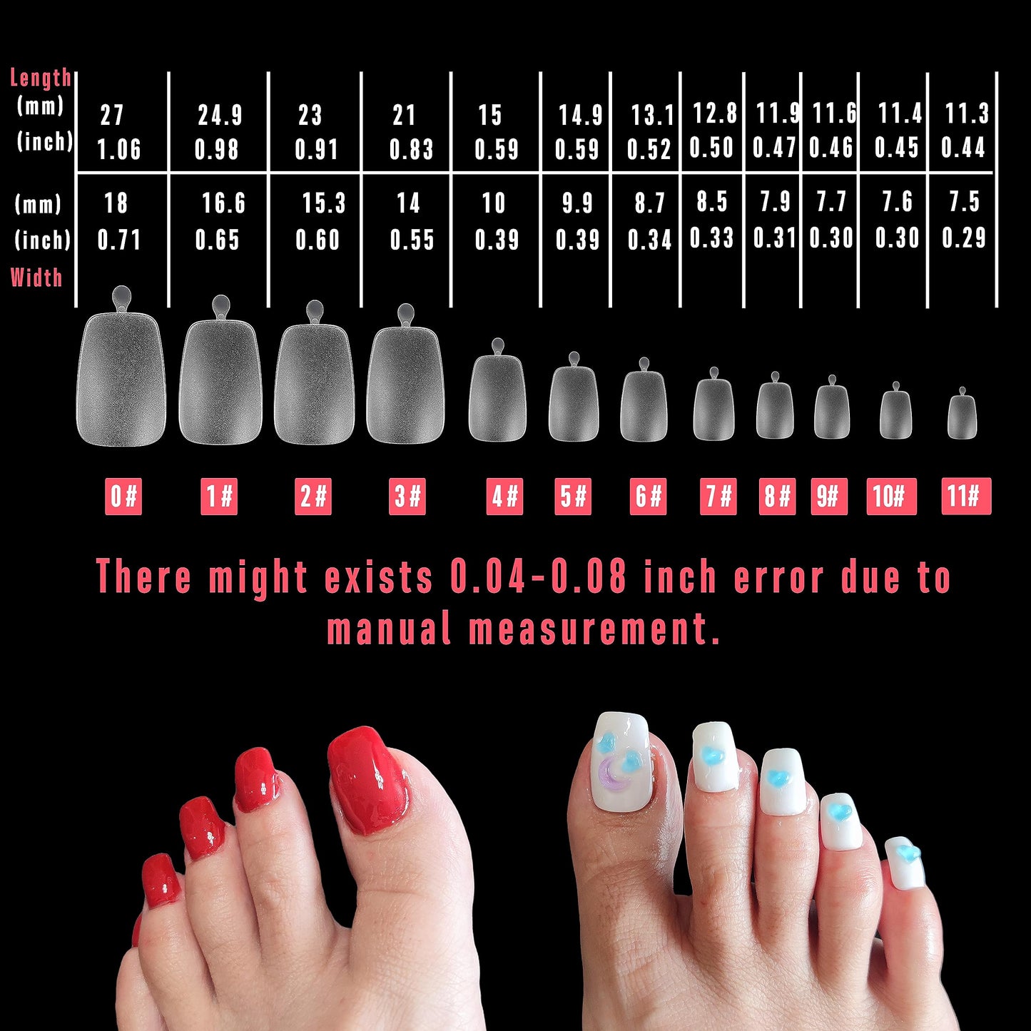 NOVO OVO 120 pcs Long Toe Nail Tips Press on, Curved Full Cover Longtoes Claw, Clear Double Matte Pre-filed Nail Extension for Pedicure Acrylic, Tapered Square Soft Gel Toenails x 12 Sizes