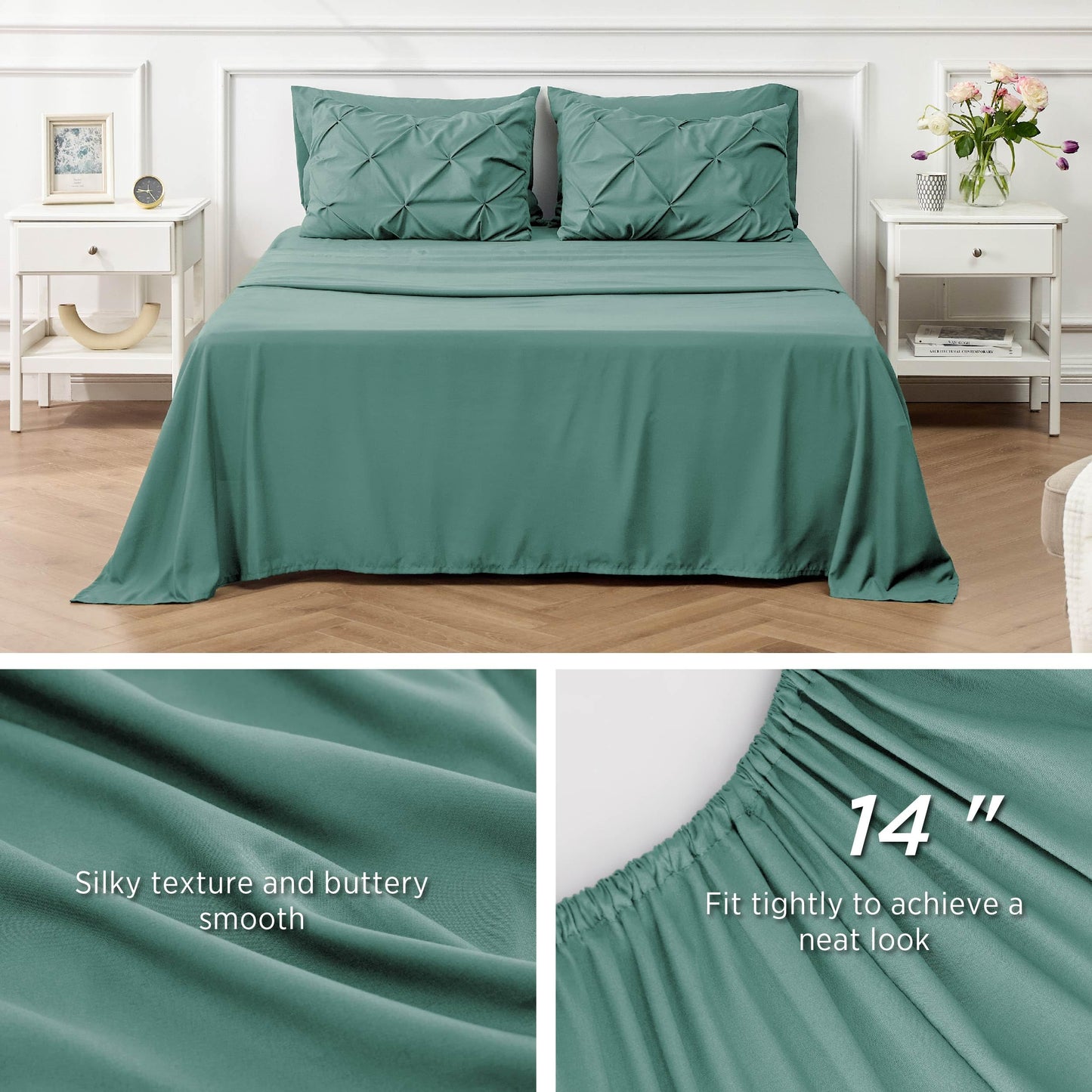 Bedsure Twin Comforter Set with Sheets - 5 Pieces Twin Bedding Sets, Twin Bed in a Bag with Comforter, Sheets, Pillowcase & Sham (Graysih Green)