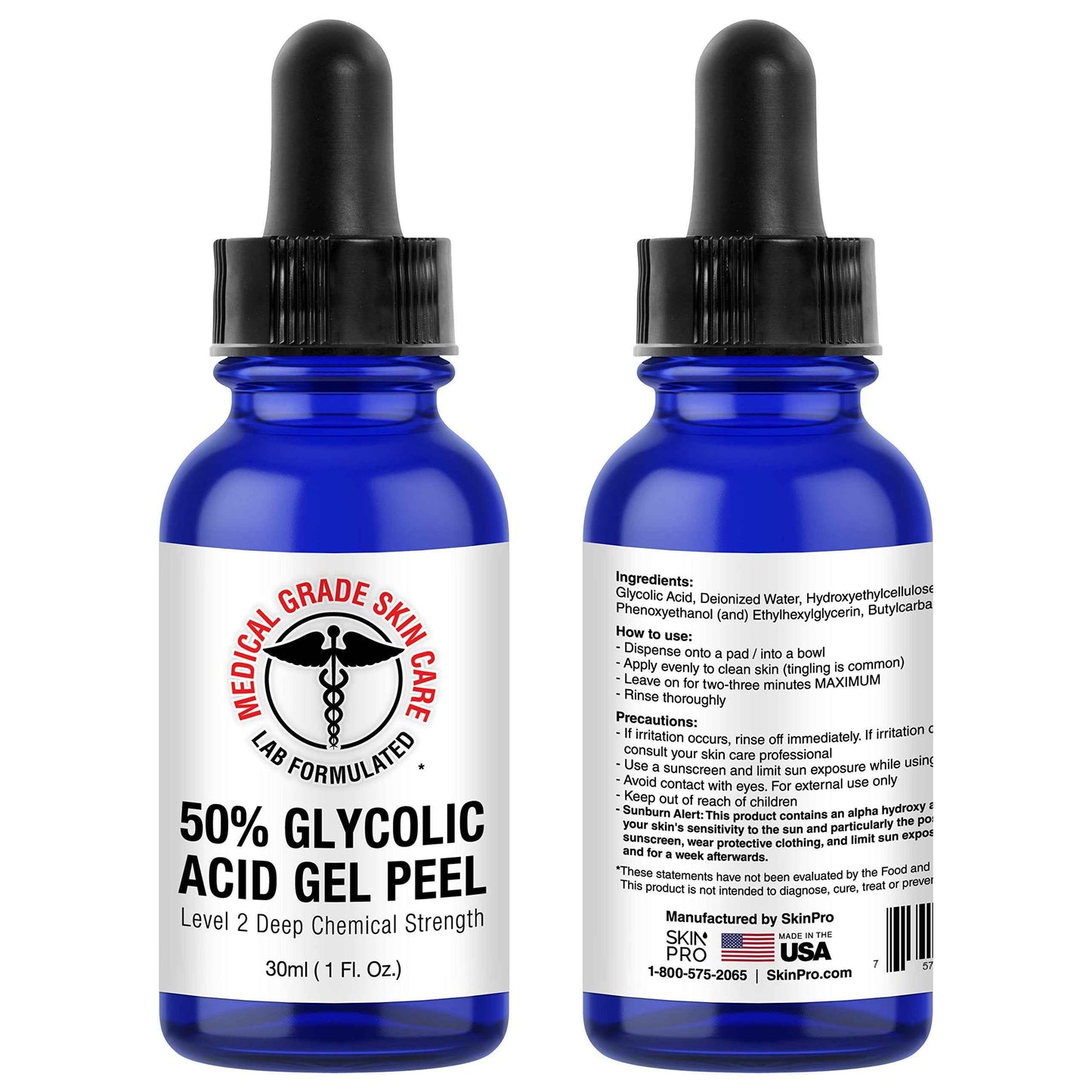 Glycolic Acid 50% Gel - Face Peel Mask for Exfoliate, Acne Blemishes, Fine Lines, Wrinkles, Dark Spots & Dead Skin Cells - 1 Fl Oz