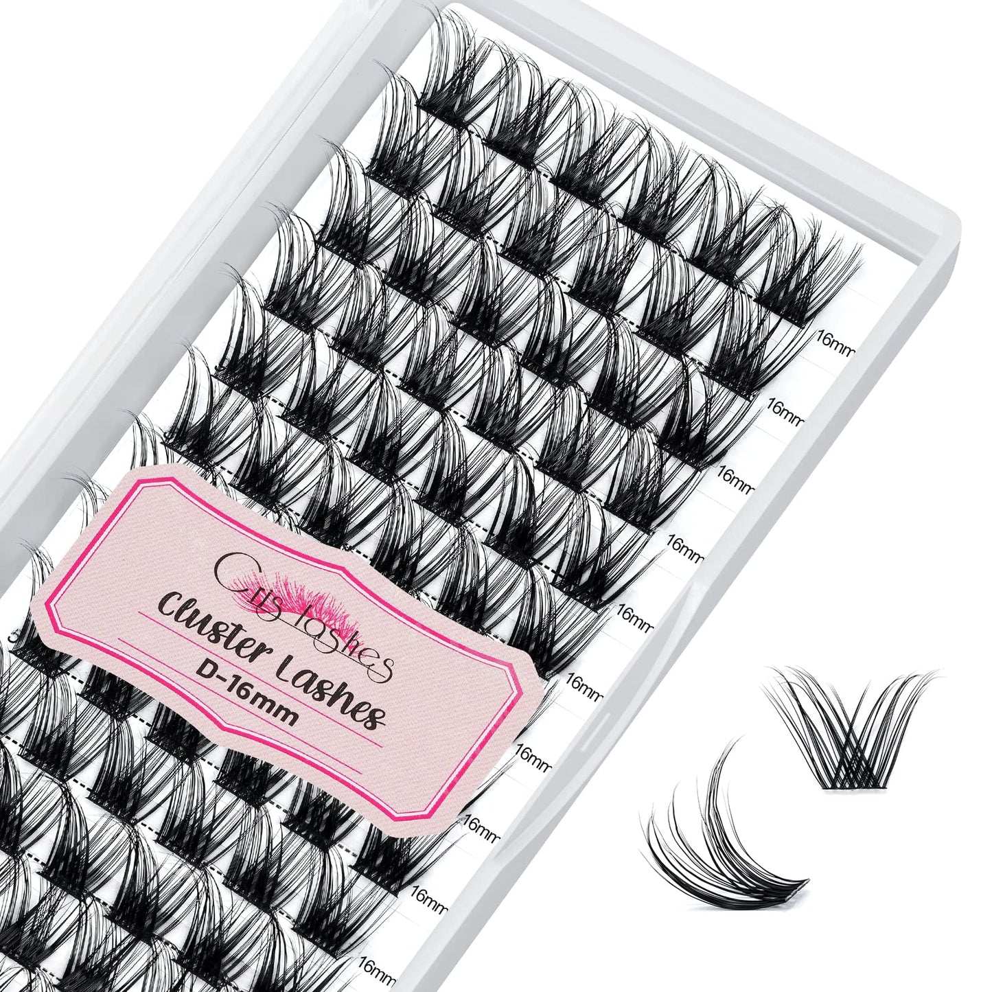 Cluster Lashes, Crislashes DIY Eyelash Extension 13 Rows, D Curl 16mm Individual Cluster Eyelashes Natural Look, 78 pcs Reusable Cluster Eyelash Extensions at Home (F05-D Curl 16mm)