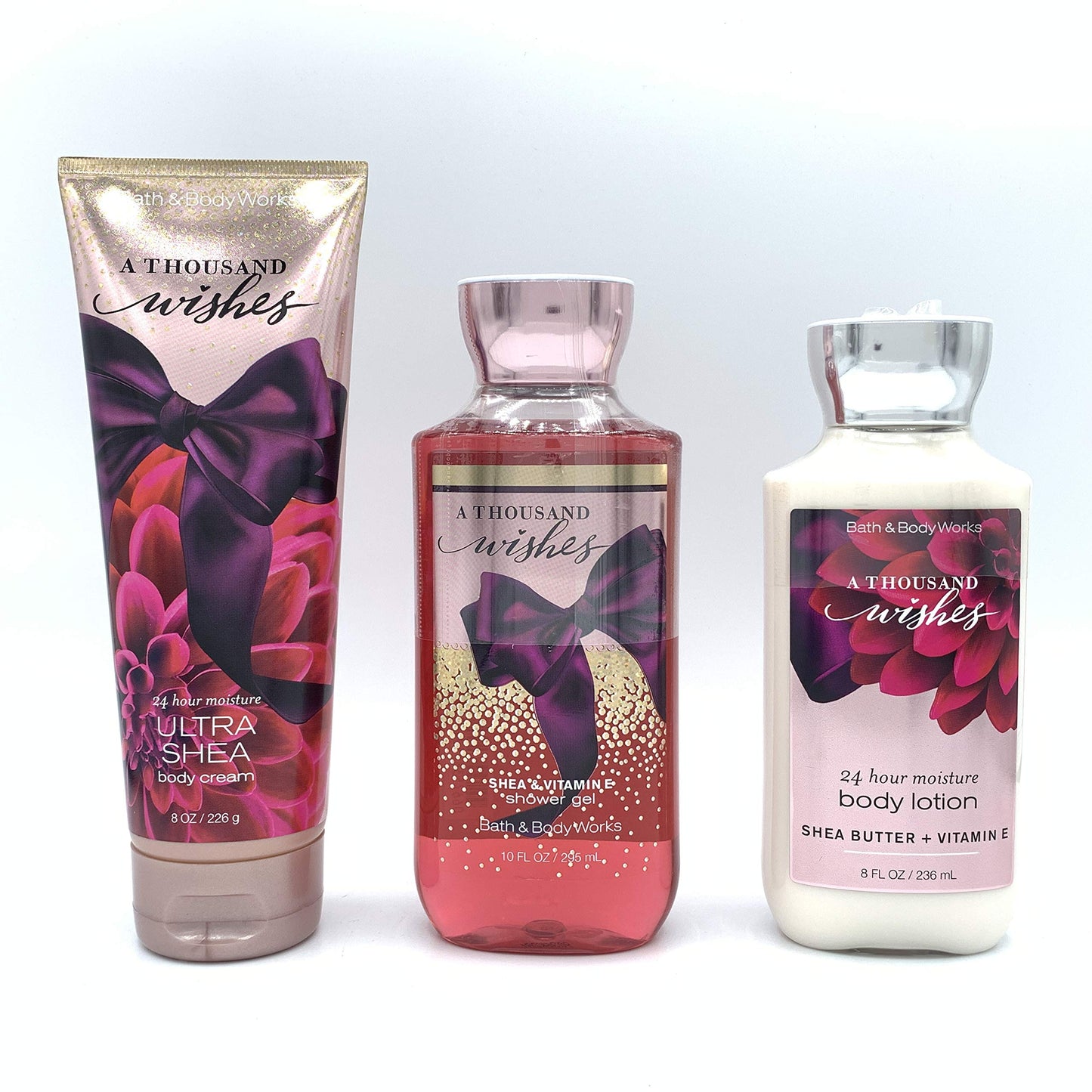 A Thousand Wishes - 3 Piece Bath and Body Works Gift Set - A Thousand Wishes Lotion + A Thousand Wishes Ultra Shea Triple Moisture Cream + A Thousand Wishes Shower Gel