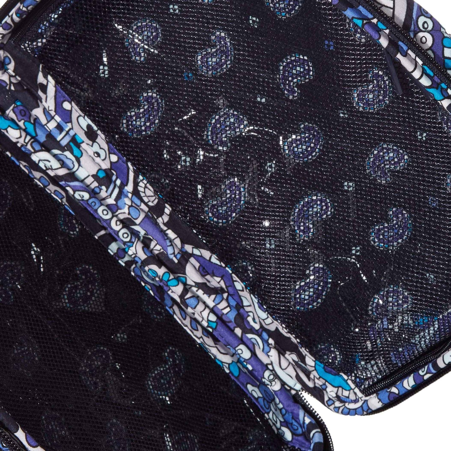 Vera Bradley Women's Cotton Lay Flat Cosmetic Makeup Organizer Bag, Deep Night Paisley, One Size