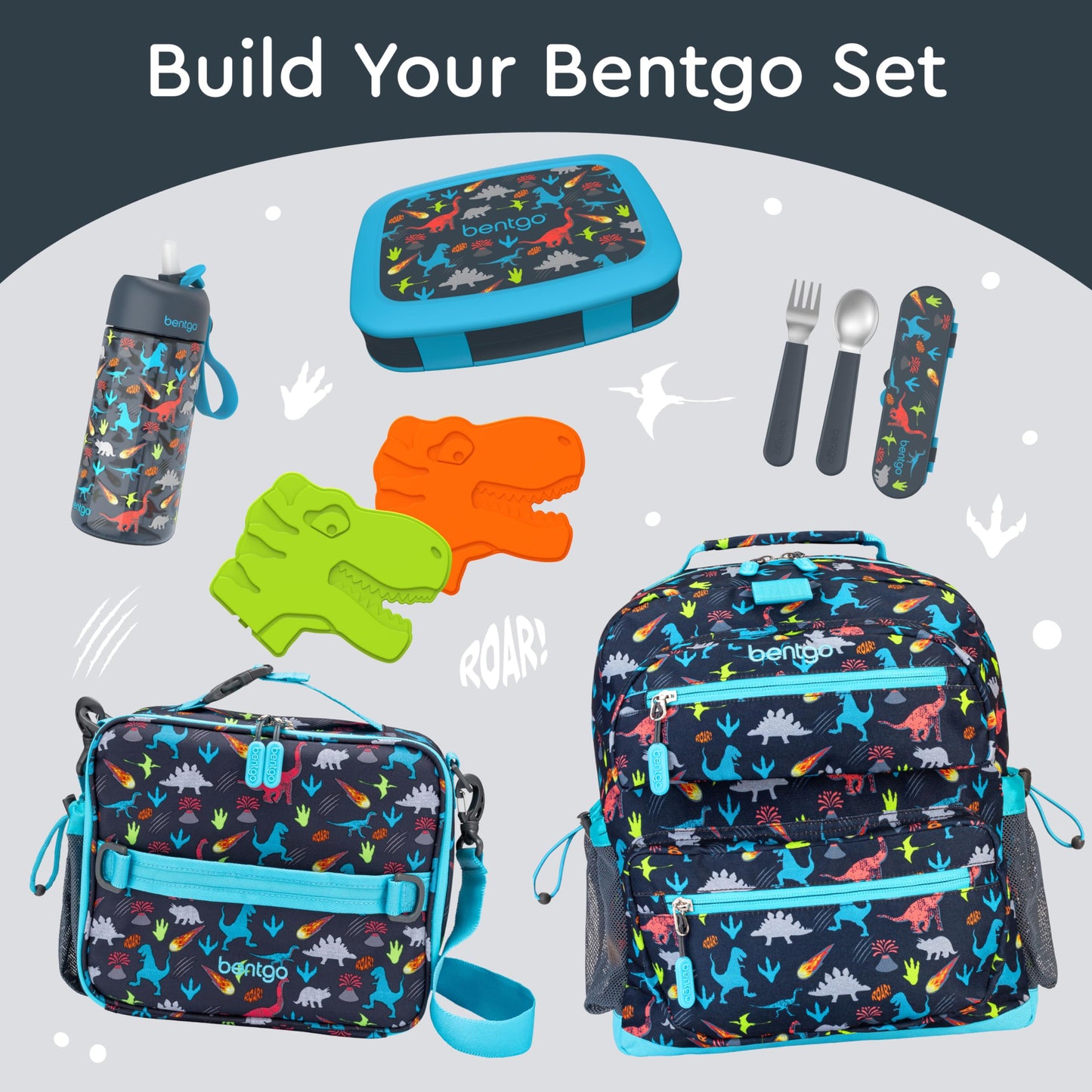 Bentgo Kids Prints Leak-Proof, 5-Compartment Bento-Style Kids Lunch Box - Ideal Portion Sizes for Ages 3-7, Durable, Drop-Proof, Dishwasher Safe, & Made with BPA-Free Materials (Dinosaur)