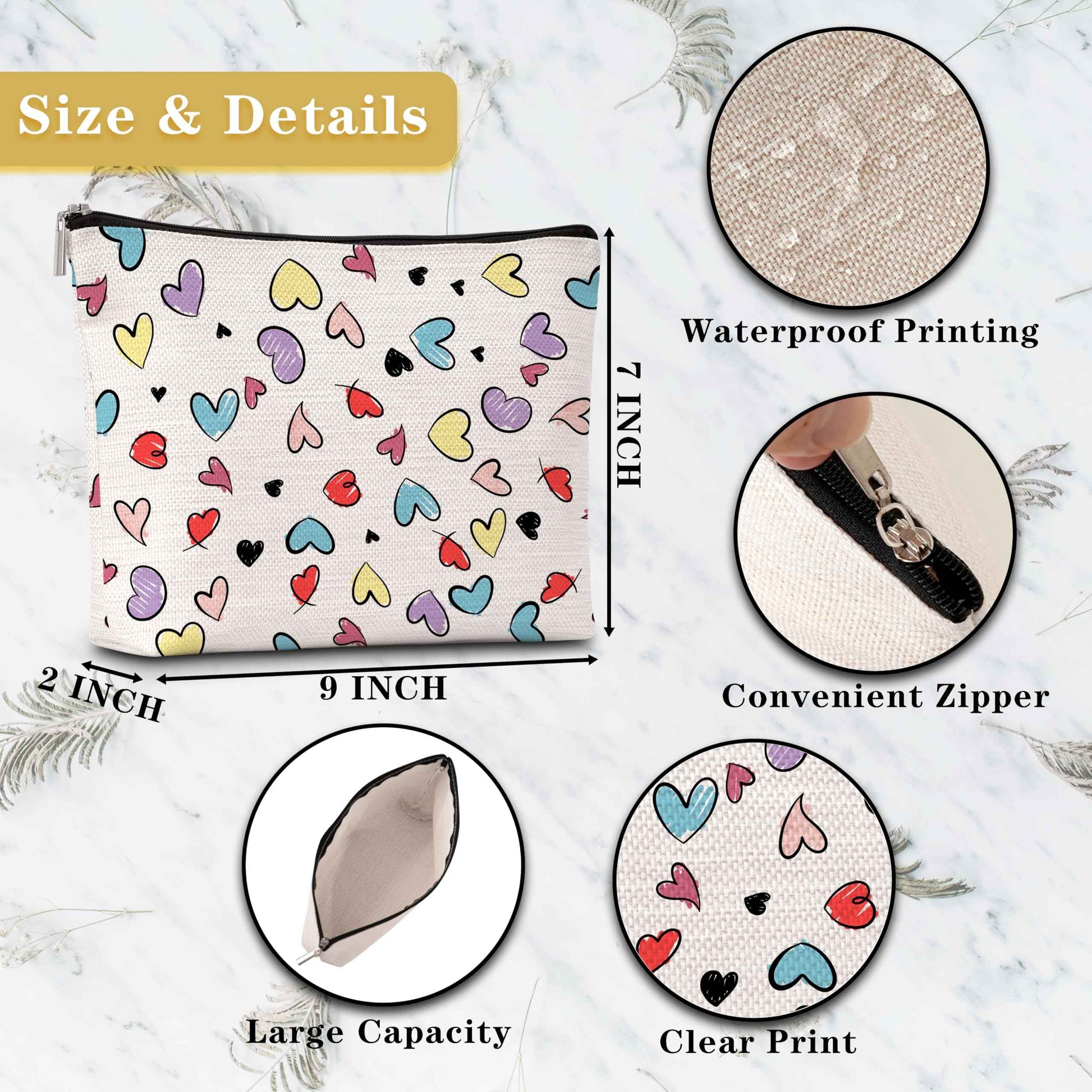 GREOXG Heart Makeup Bag, Small Travel Cosmetic Bag with Zipper, Cute Makeup Pouch Gift Ideas for Women Teen Girls Friends Mom Sisters Teacher Birthday Christmas Wedding Graduation-E23