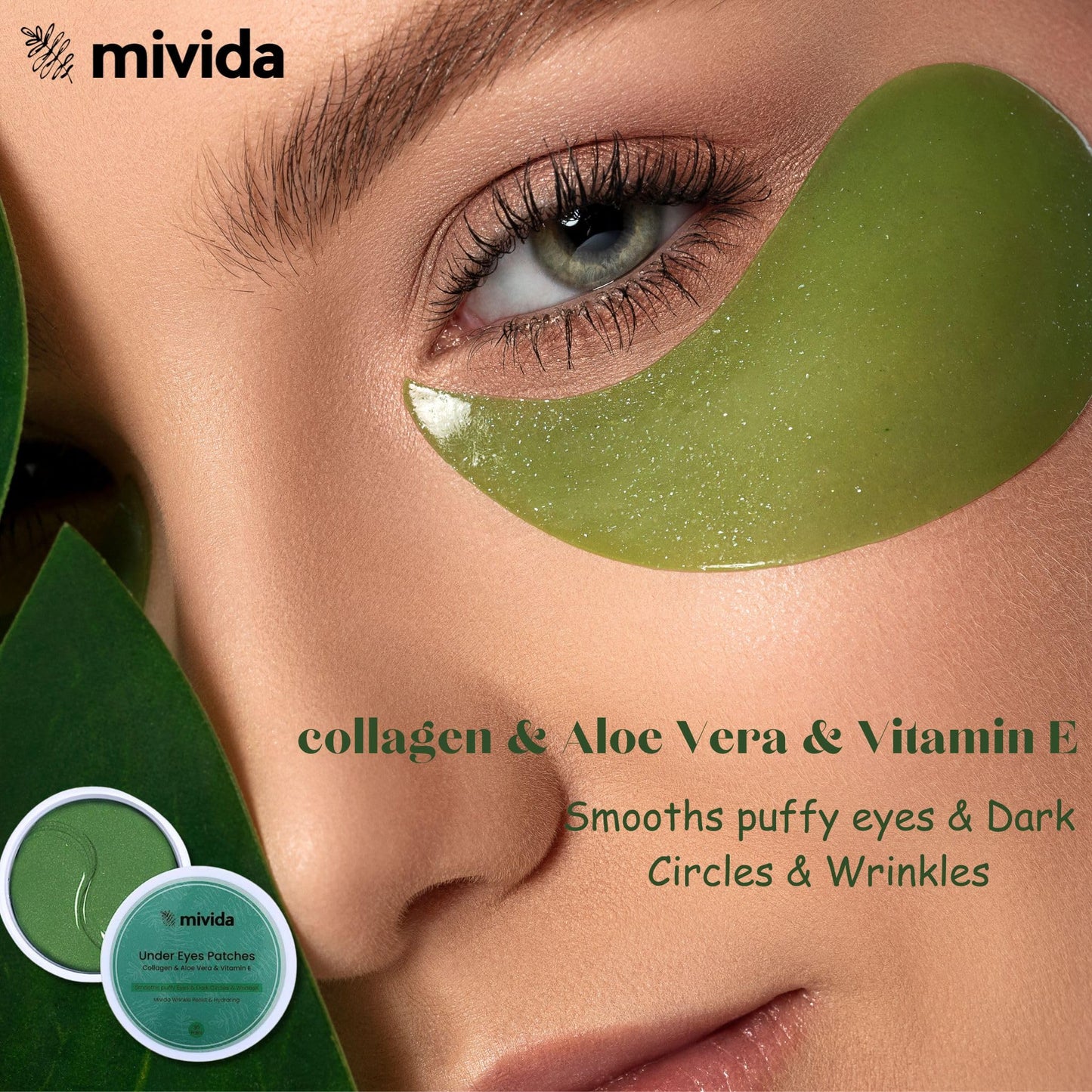 mivida Bundle All In One Retinol Cream for Face & Neck, Anti-Wrinkle Collagen Cream Hydra-Gel Eye Patches With Collagen & Aloe Vera - 60PCS