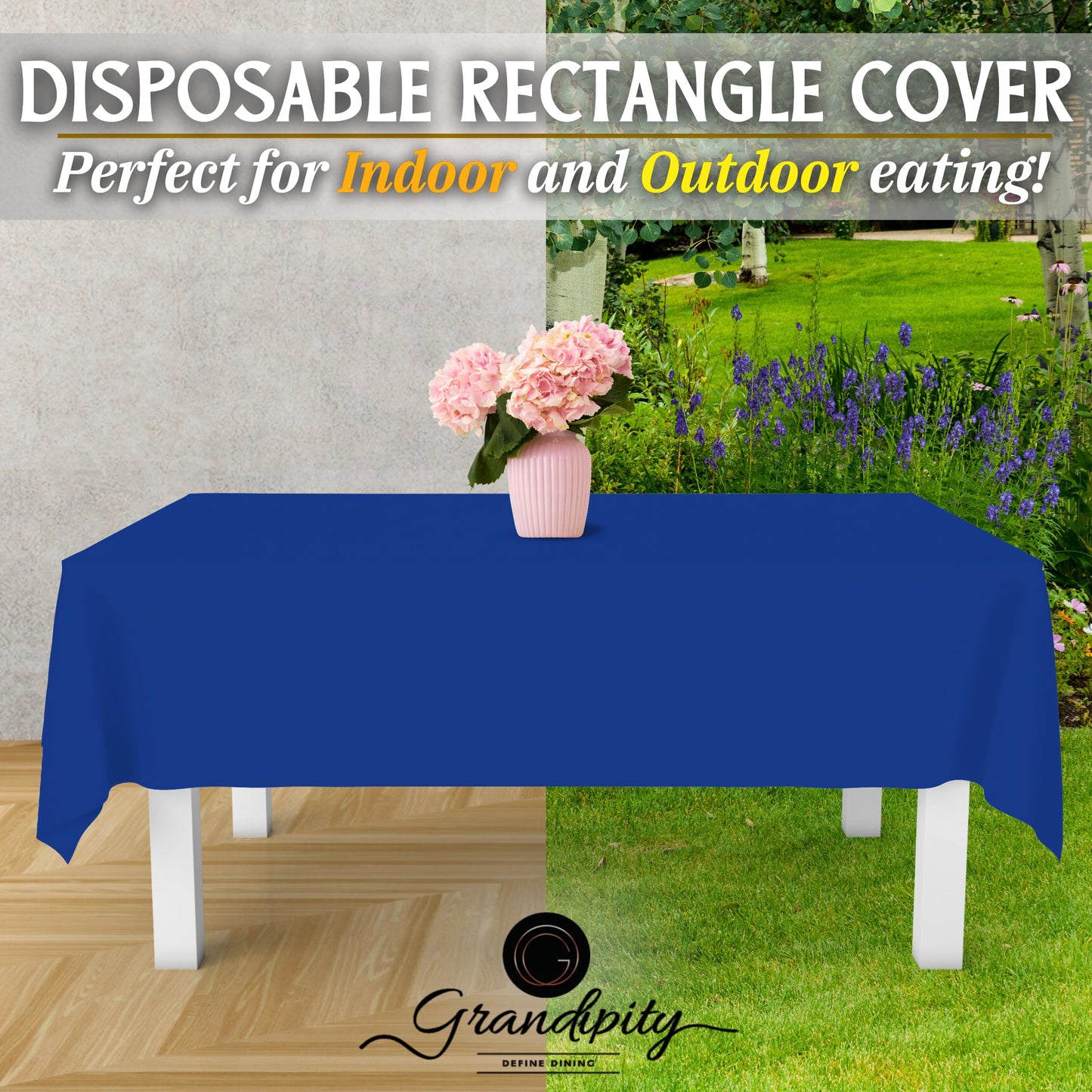 Grandipity Blue 12 Pack Premium Disposable Plastic Tablecloth 54 Inch. x 108 Inch. Decorative Rectangle Table Cover