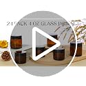 4oz Amber Glass Jars with Black Lids, 24 Pack