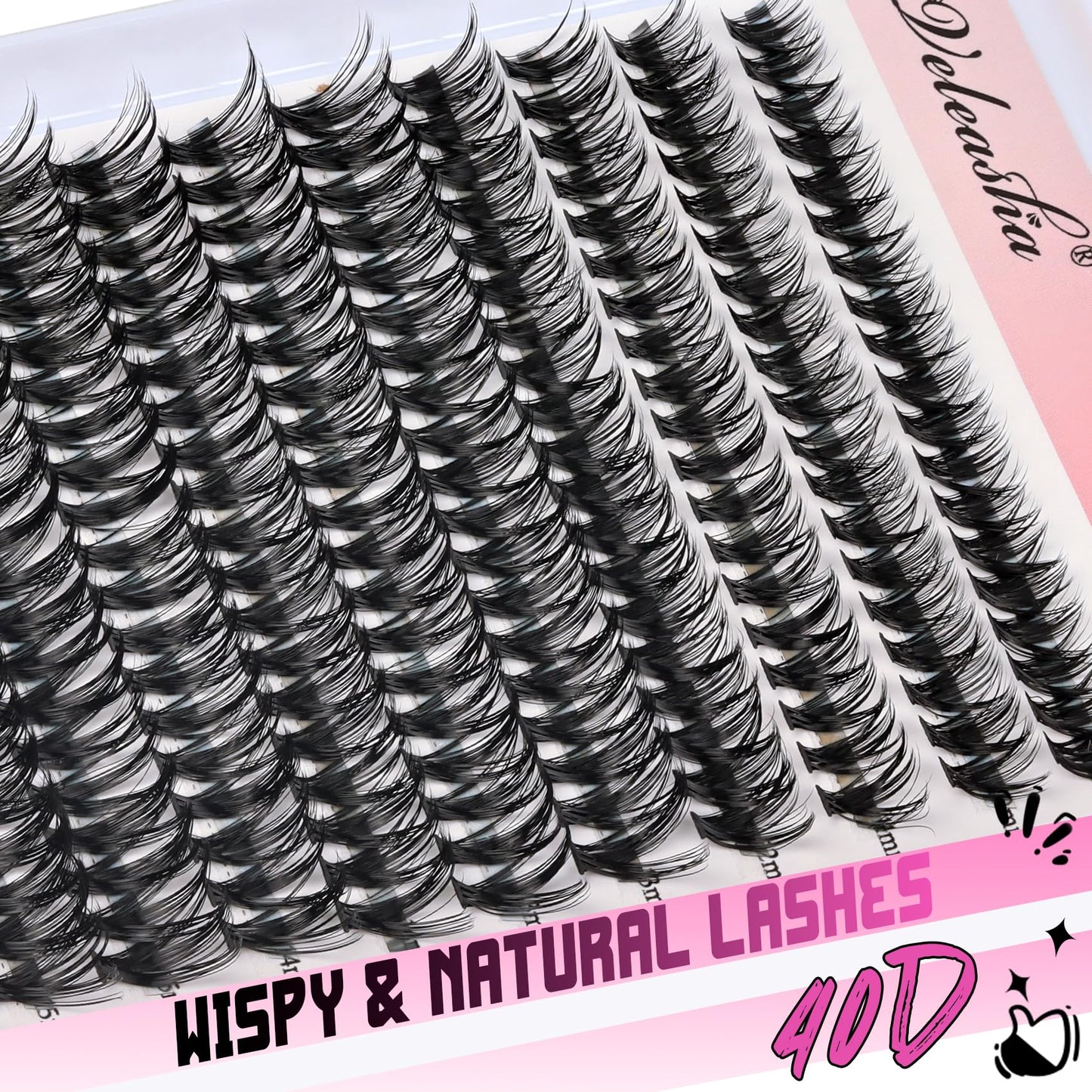 Veleasha DIY Lash Extension Kit 228Pcs D Curl Individual Lashes Kit Eyelash Extension Kit 40D Cluster Lashes Kit Wispy Fluffy DIY Lash Extension for Beginners(40DKit-0.07D-9-16mm)