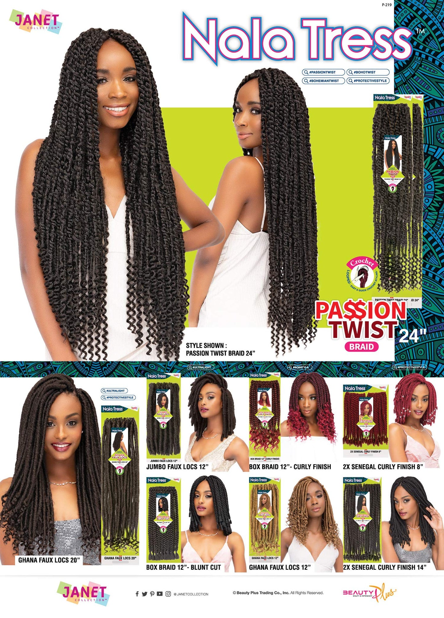 Janet Collection Hair Crochet Braids 2X SENEGAL CURLY FINISH 8″ (3-PACK, 613)