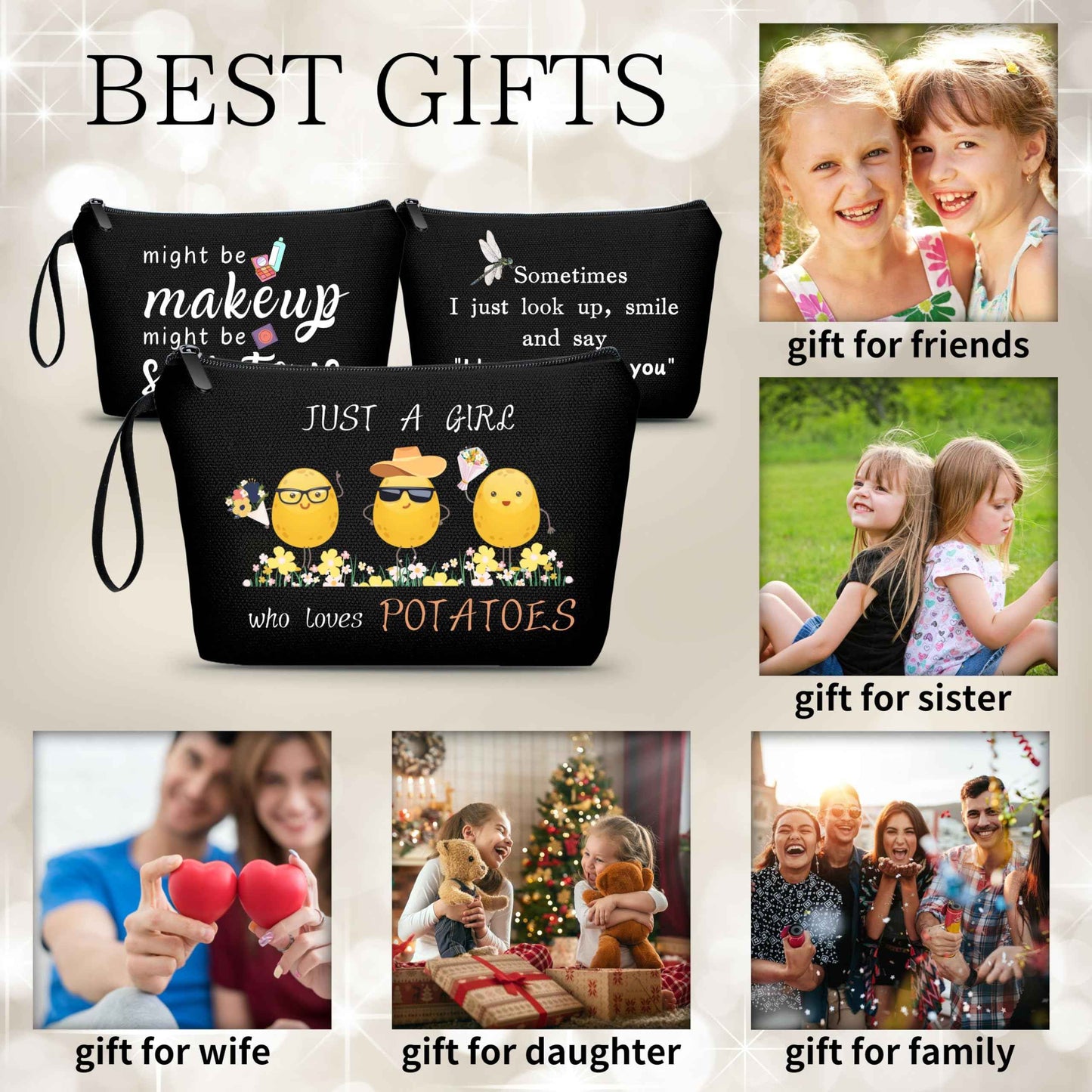 Potato Gifts,Teenage Girl Gifts,Cute Potato,Best Friend Birthday Gifts,Just A Girl Who Loves Potatoes,Presents for Teen Girls,Small Cosmetic Bag for Purse,Funny Gifts