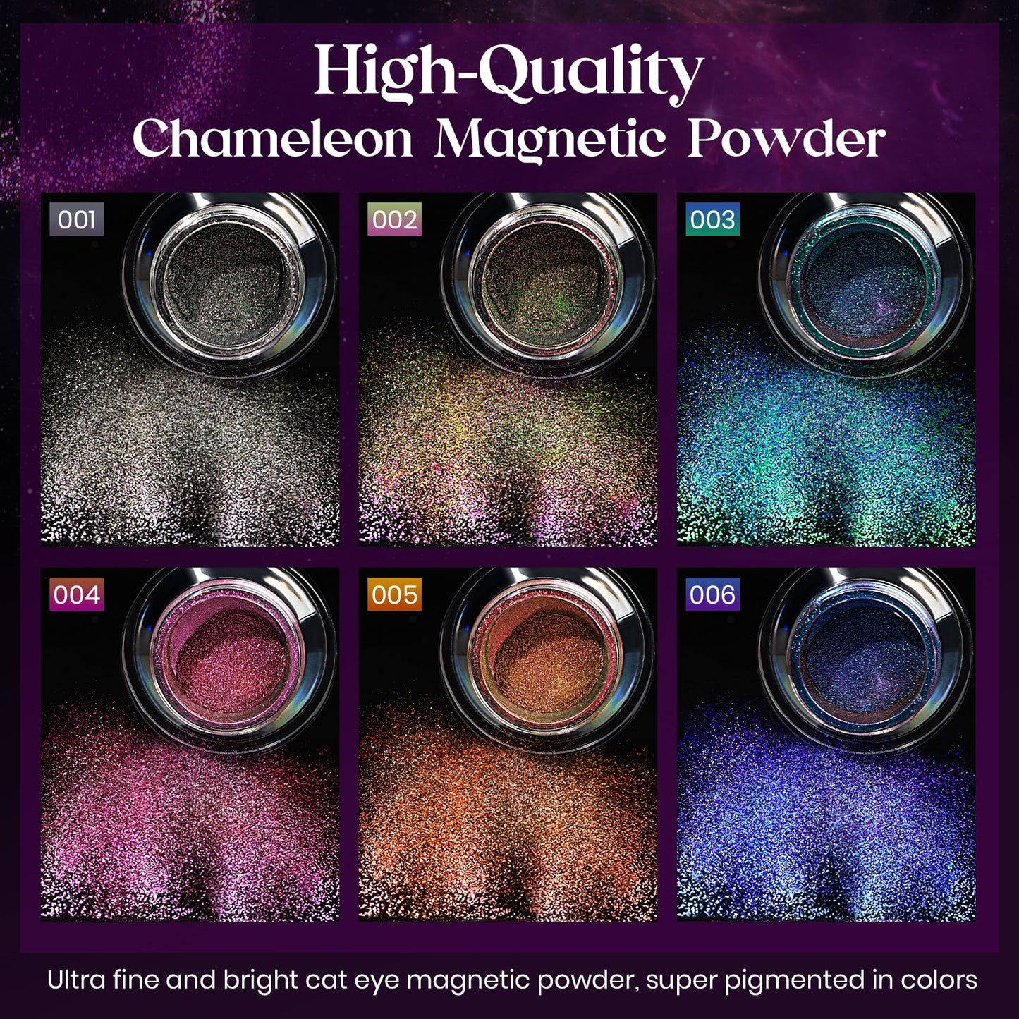 MIZHSE 9D Cat Eye Chrome Nail Powder Mirror Effect Gold Orange Fall Magnetic Glitter Pigment Powder for Gel Nails Chameleon Cateye Magic Galaxy Nail Art Powder with Magnet