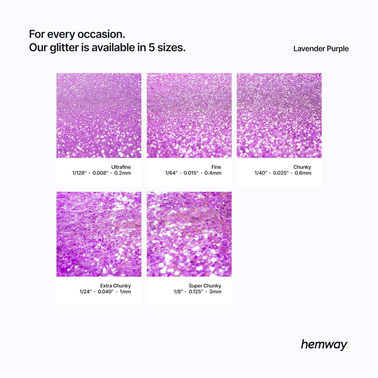 Hemway Eco Friendly Biodegradable Glitter 100g / 3.5oz Bio Cosmetic Safe Sparkle Vegan for Face, Eyeshadow, Body, Hair, Nail and Festival Makeup - Extra Chunky (1/24" 0.040" 1mm) - Lavender Purple