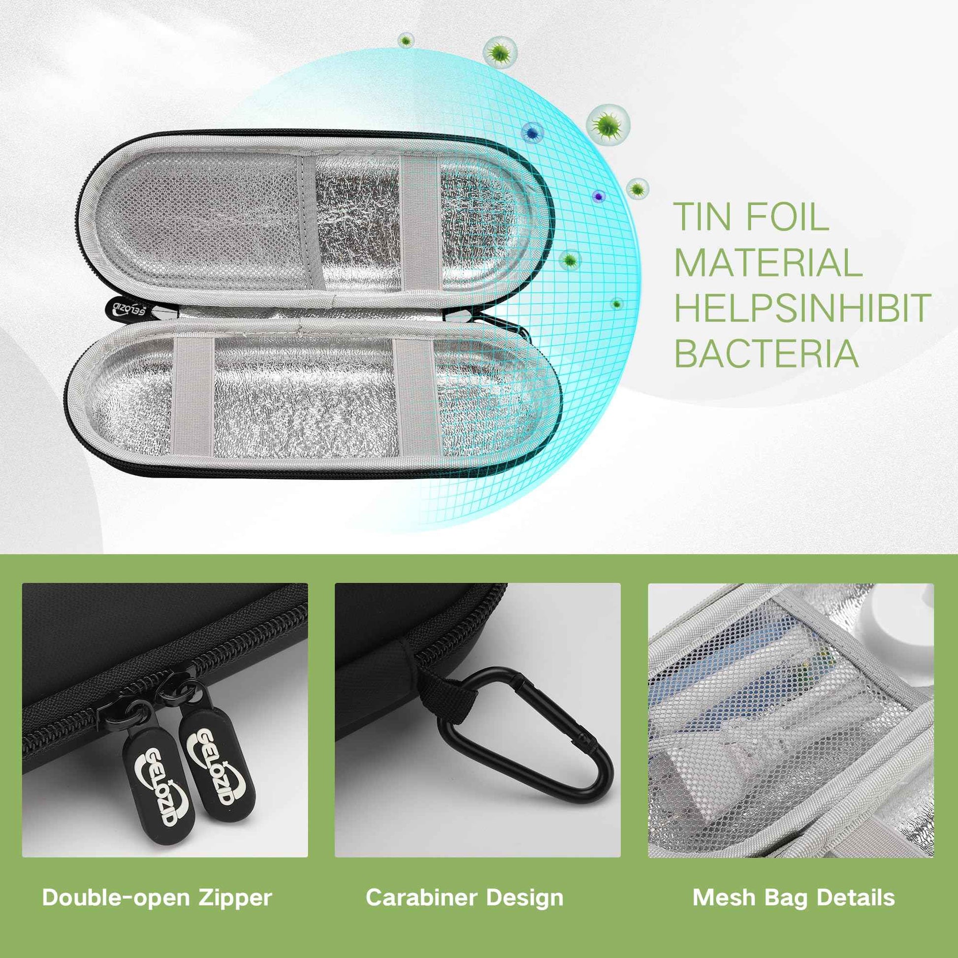 Gelozid Electric Toothbrush Travel Case Carrying Bag,Mesh Pocket for Accessories and Soft Lining inside the Case for Protection,Toothbrush Storage Bag Holder,Perfect for Travel and Daily Use (Black)