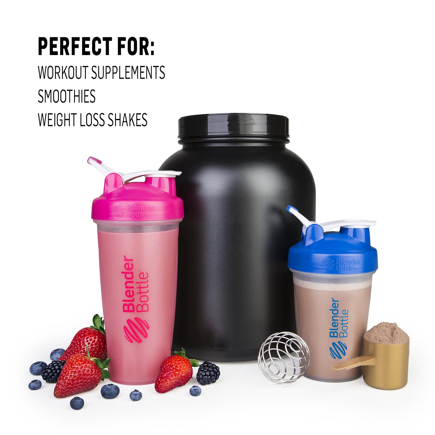 BlenderBottle Classic Shaker Bottle Perfect for Protein Shakes and Pre Workout, All Pink and Coral , 28-Ounce (Pack of 2)