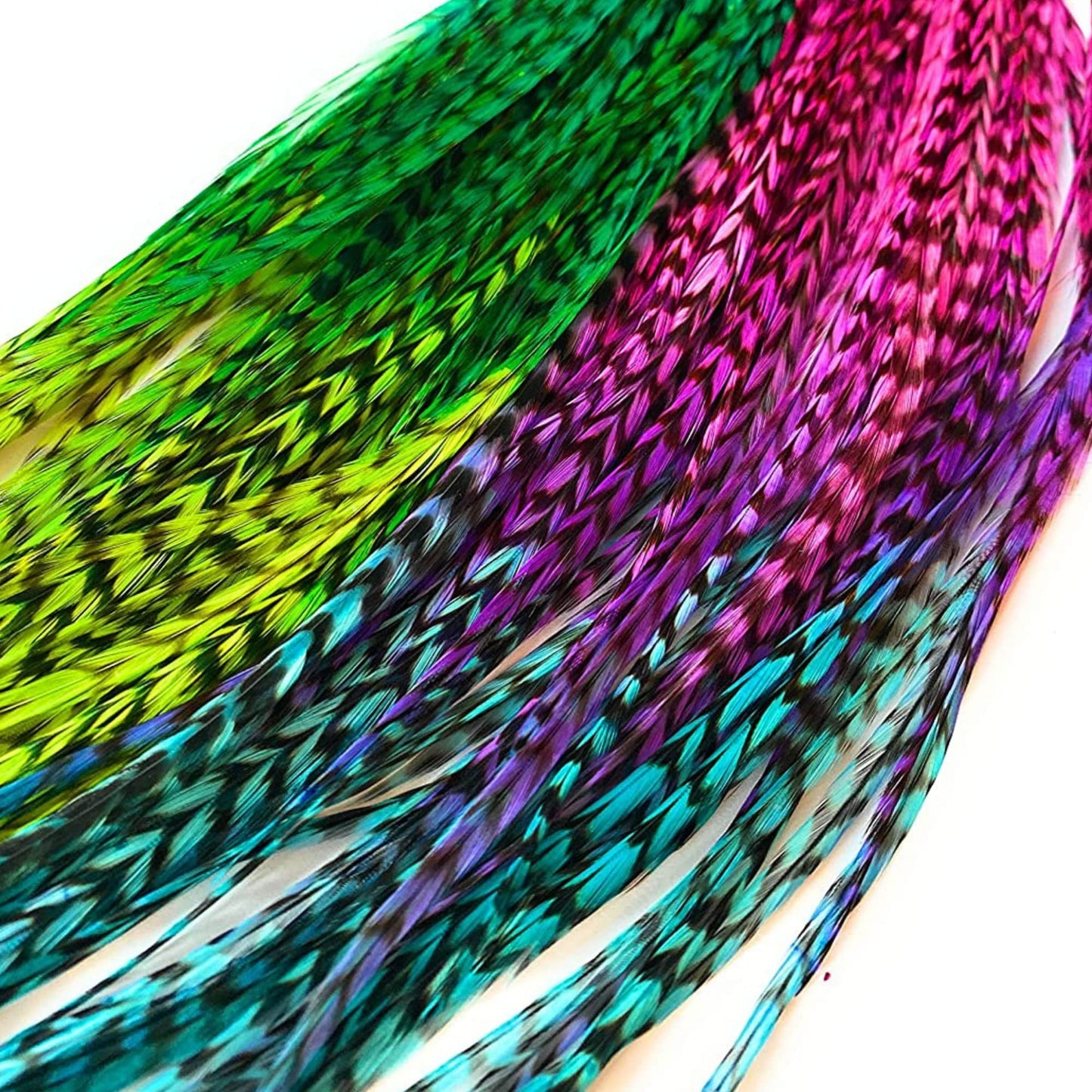 Tie Dye Feather Hair Extensions, 100% Real Rooster Feathers, 20 Long Thin Loose Individual Feathers, By Feather Lily