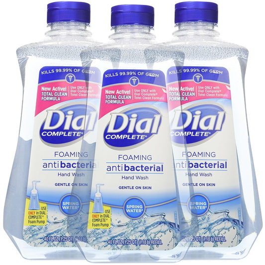 Dial Complete Spring Water Foaming Antibacterial Hand Wash Refill, 40 Oz (Pack of 3)