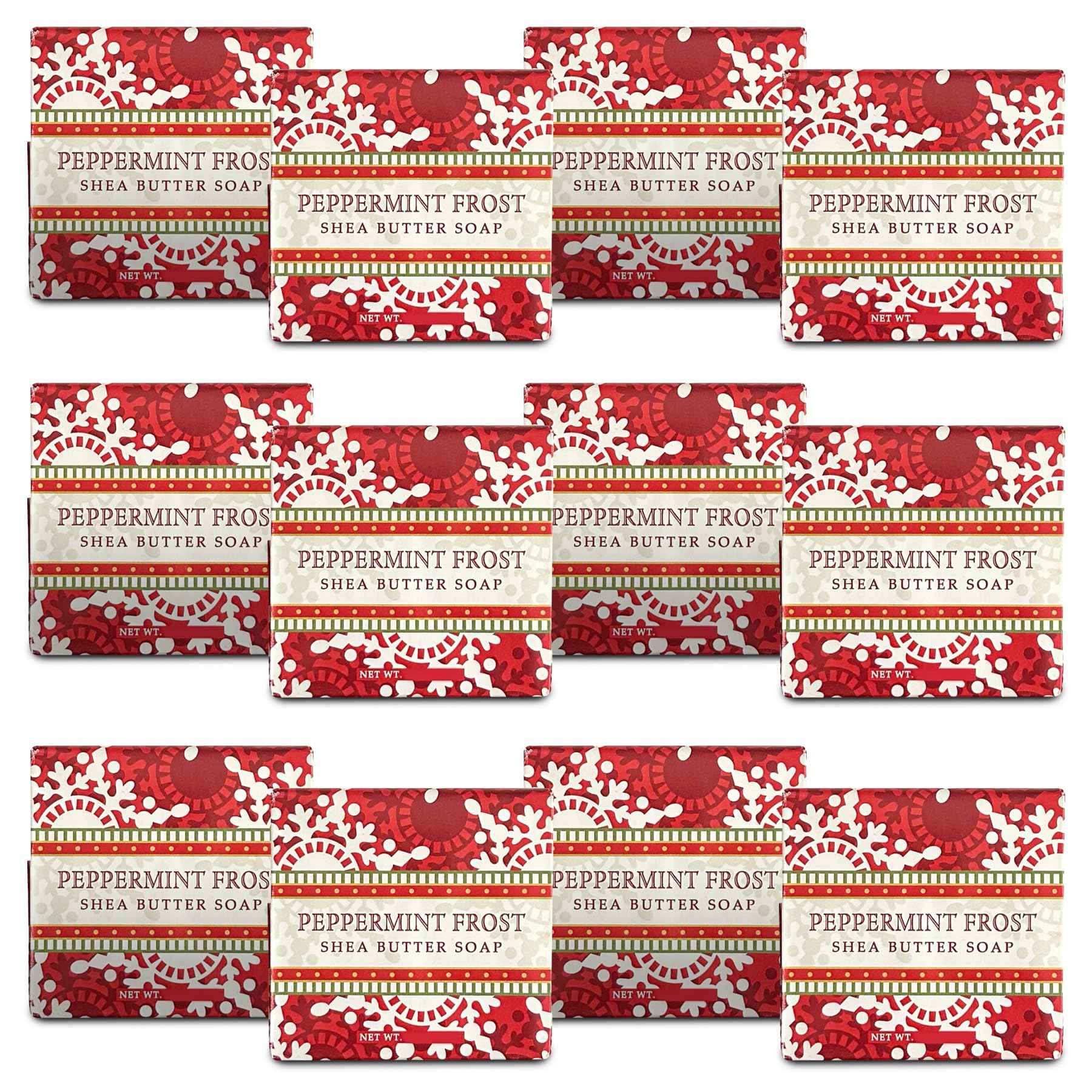 Greenwich Bay Mini Botanical Soap Bars – 12 Pack 1.9 oz Each – Individually Wrapped Guest Soaps for Airbnb, Spa, Travel, Bath – Travel Size Bar Soap Set, Peppermint Frost