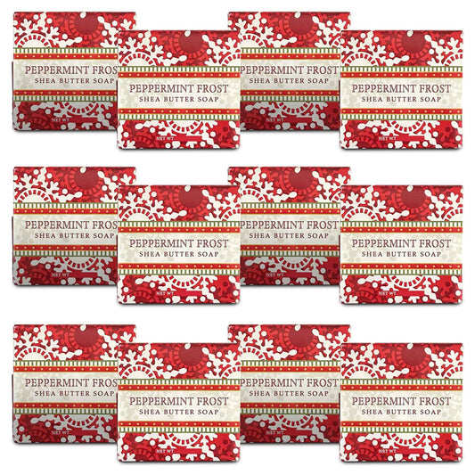 Greenwich Bay Mini Botanical Soap Bars – 12 Pack 1.9 oz Each – Individually Wrapped Guest Soaps for Airbnb, Spa, Travel, Bath – Travel Size Bar Soap Set, Peppermint Frost