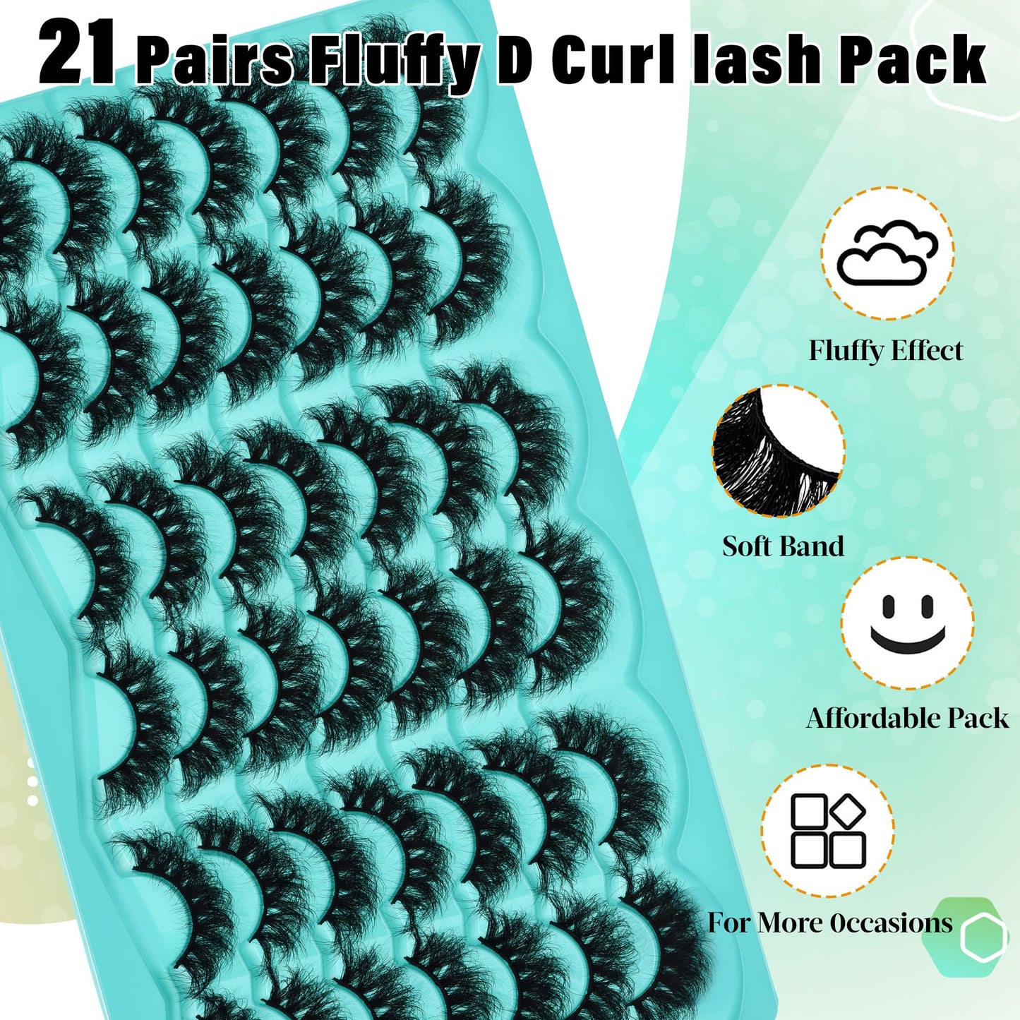 25MM Faux Mink Lashes 21 Pairs Strip Eyelashes D Curl Wispy Lashes Dramatic Eyelashes Soft &Matte Thick Russian Eyelashes Natural Cat Eye Look Lashes By Anforlin