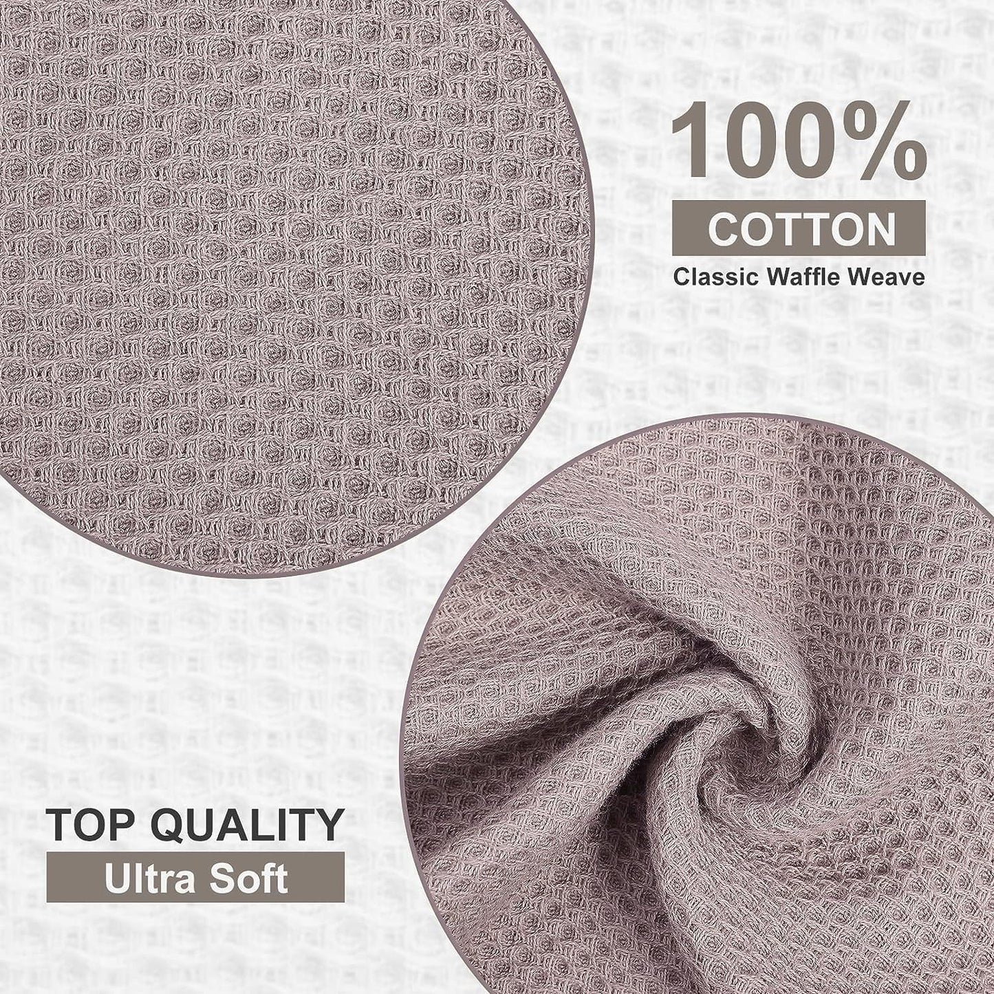 Kitinjoy 100% Cotton Kitchen Dish Cloths, 6 Pack Waffle Weave Dish Towels Ultra Soft Absorbent Quick Drying Kitchen Towels, 12 X 12 Inches, Brown