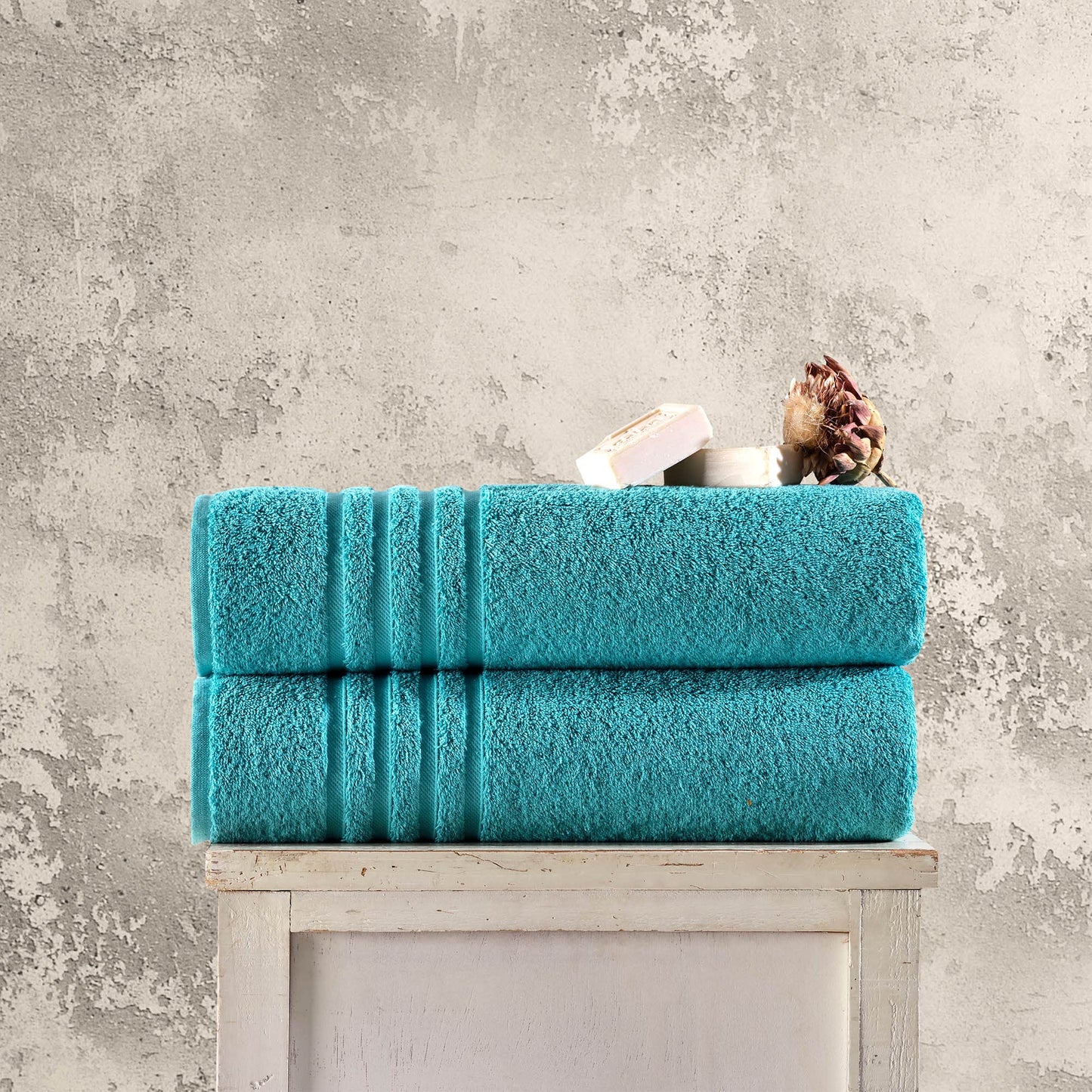 Hawmam Linen Jumbo Large Bath Sheets Towels 2 Pack Soft and Absorbent, Premium Quality 100% Cotton Towels (Teal Turquoise, Bath Sheet)