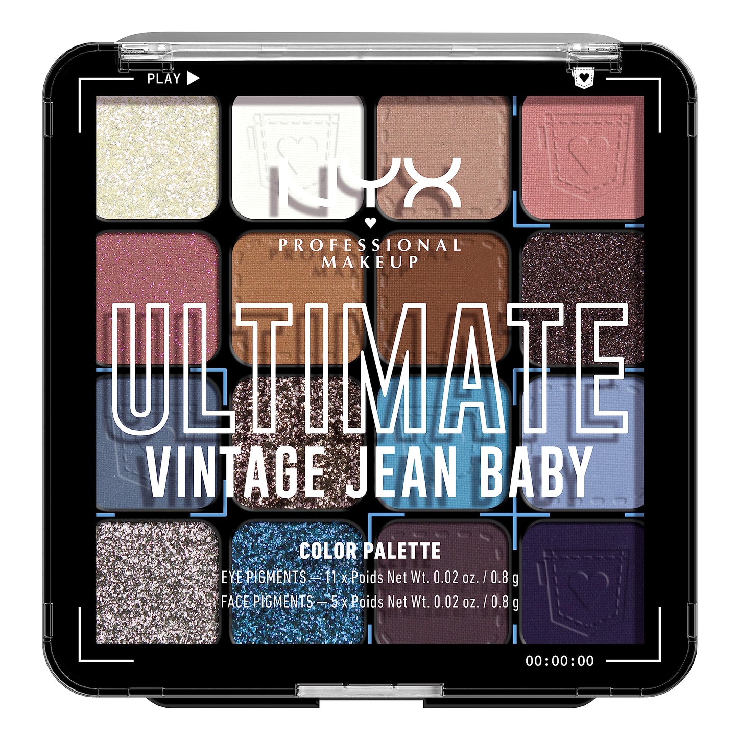 NYX PROFESSIONAL MAKEUP, Ultimate Shadow Palette, Eyeshadow Palette - Vintage Jean Baby