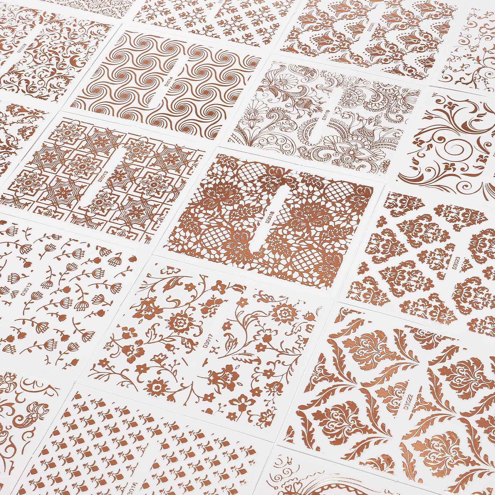 BTBT ARTCharms 30 Sheets Nail Stickers for Nail Art Rose Gold Noble Design Nail Charms Accessories 3D Self Adhesive Nail Decals for Women Girls DIY Nail Art Supplies